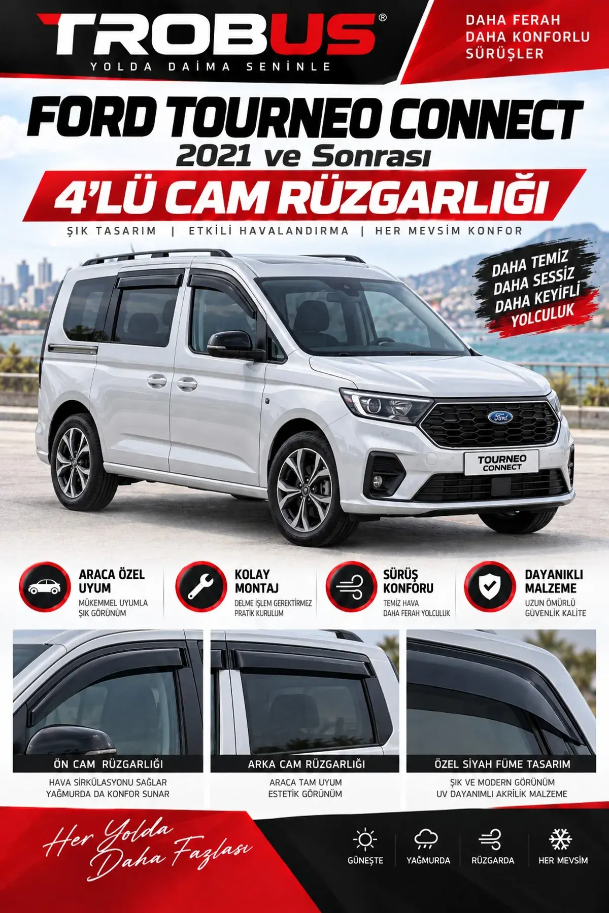 Ford Connect (2021 ve Sonrası) Cam Rüzgarlığı 4'lü (1)