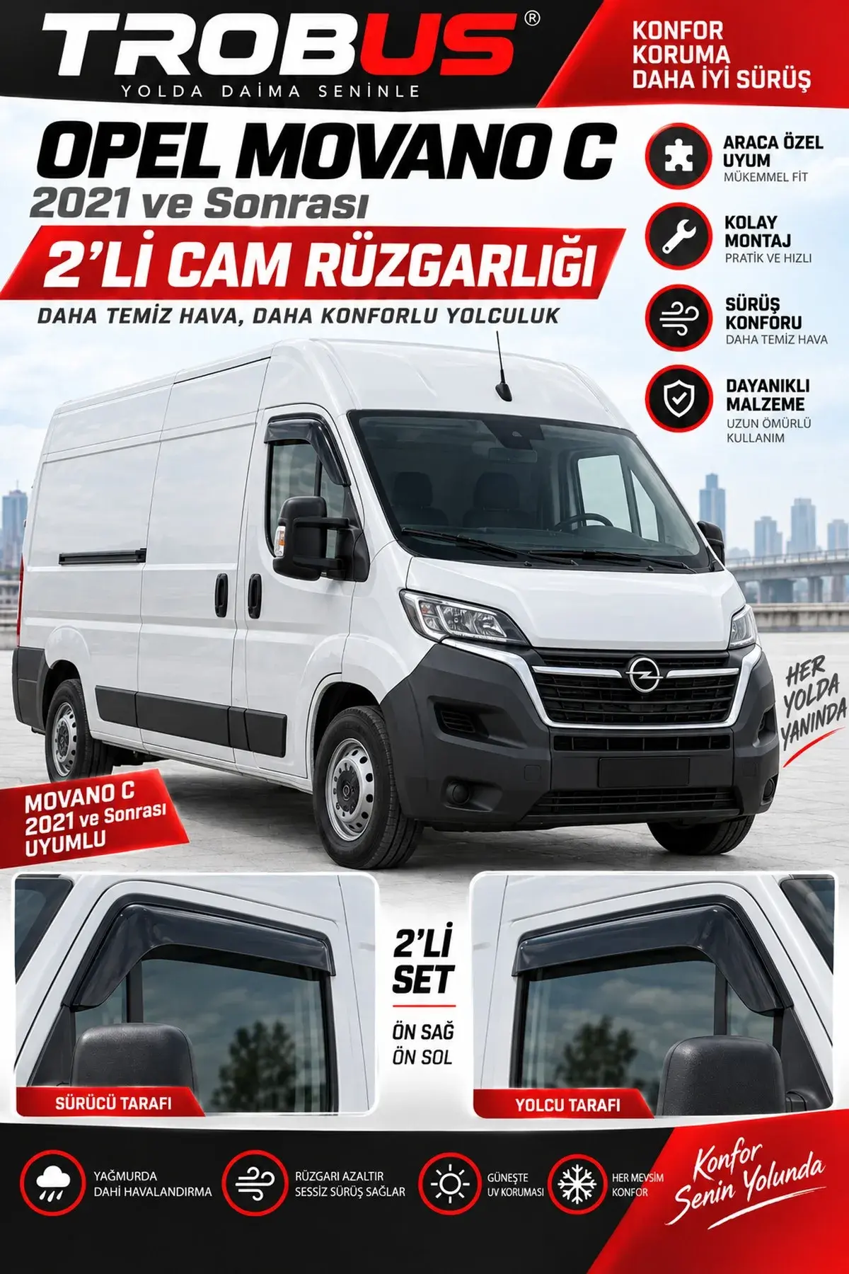 Opel Movano C (2021 ve Sonrası) Cam Rüzgarlığı 2'li (1)