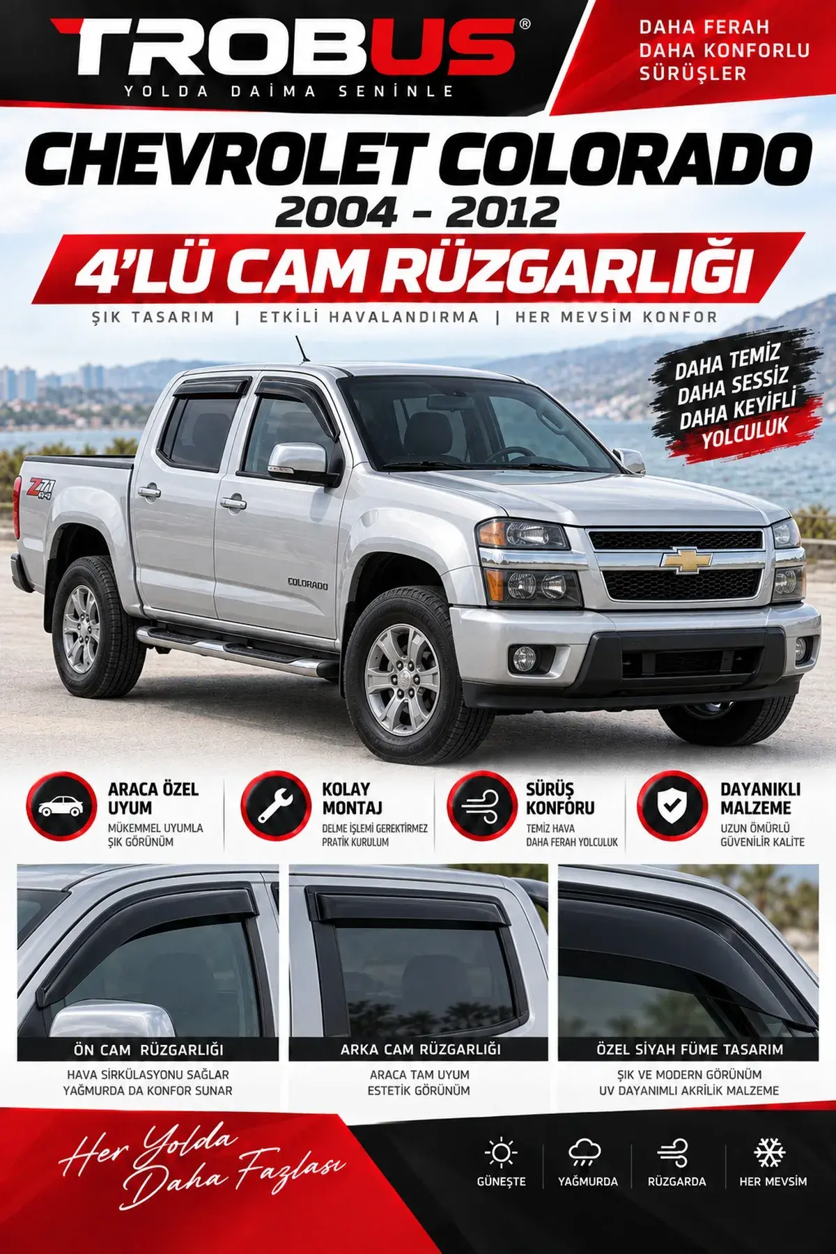Chevrolet Colorado (2004-2012) Cam Rüzgarlığı 4'lü (1)
