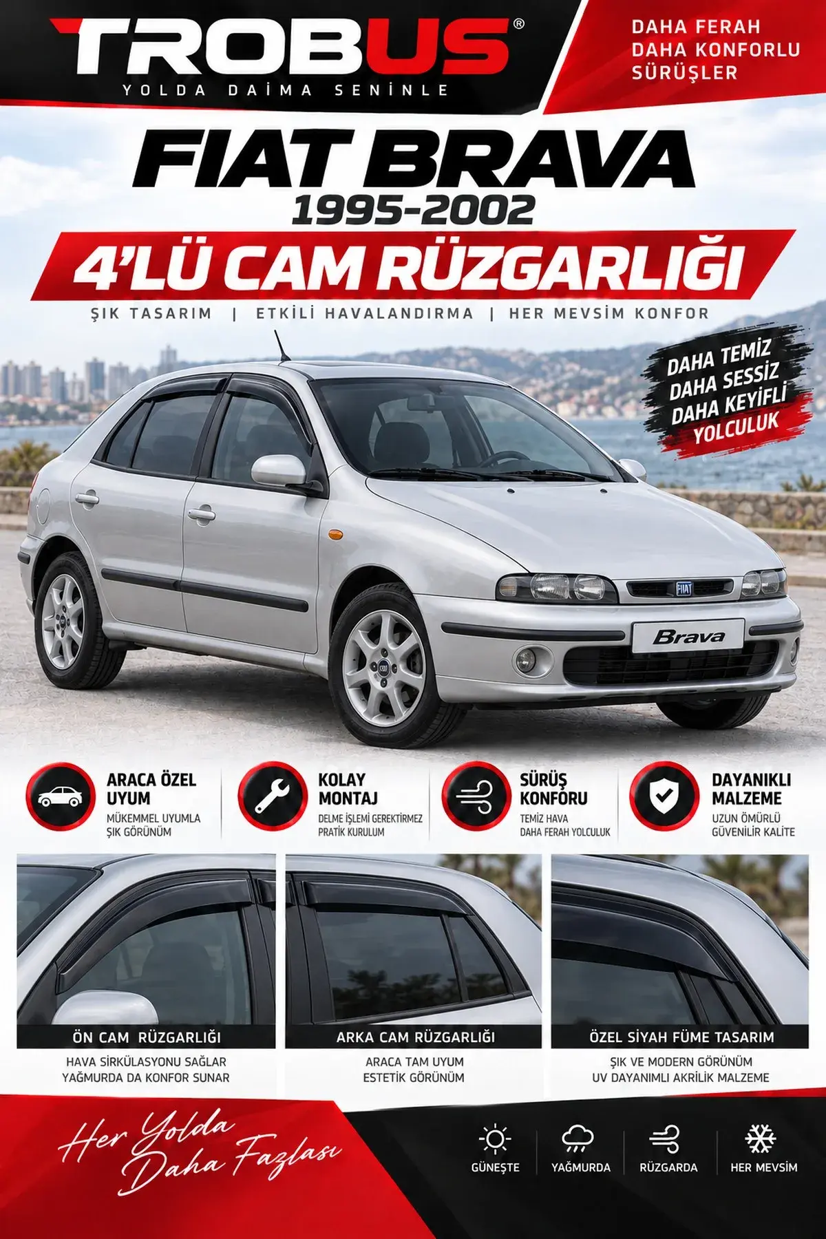 Fiat Brava (1995-2002) Cam Rüzgarlığı 4'lü (1)