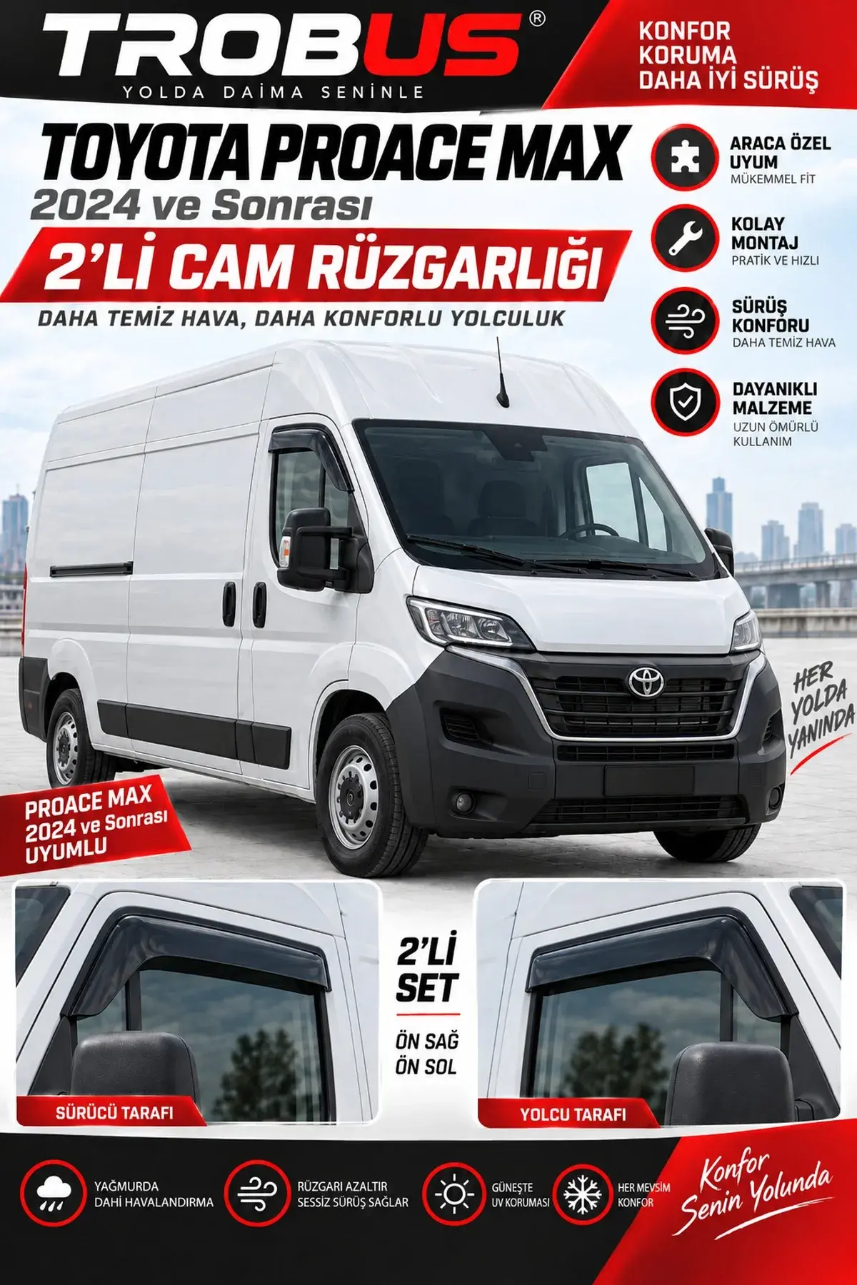 Toyota Proace Max (2024 ve Sonrası) Cam Rüzgarlığı 2'li (1)