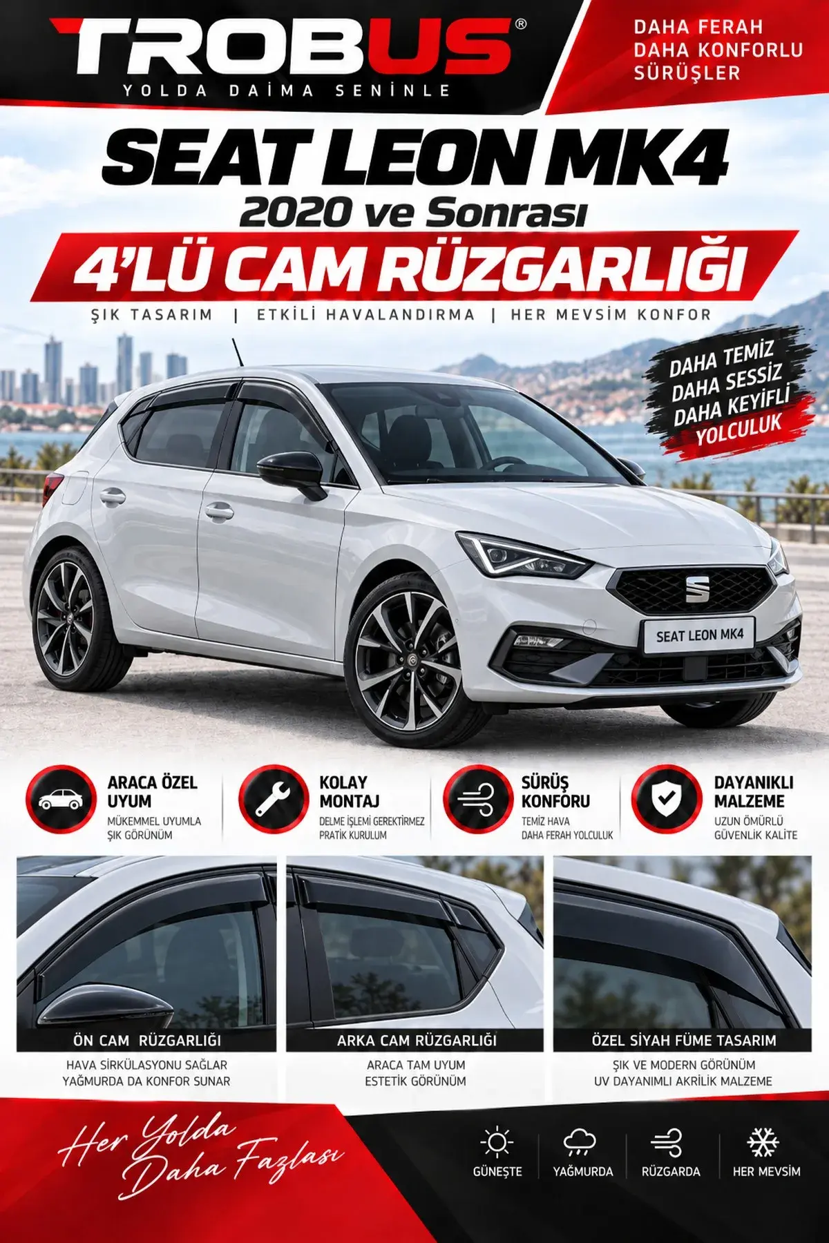 Seat Leon MK4 (2020 ve Sonrası) Cam Rüzgarlığı 4'lü (1)