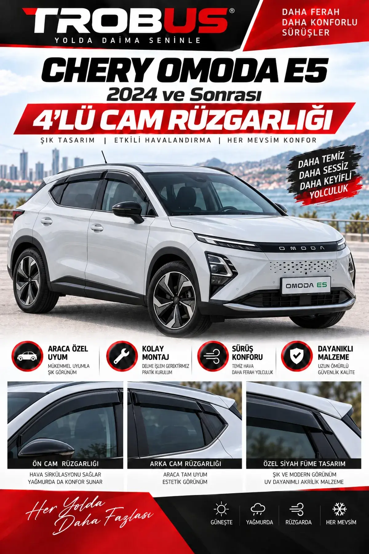 Chery Omoda E5 (2024 ve Sonrası) Cam Rüzgarlığı 4'lü (1)