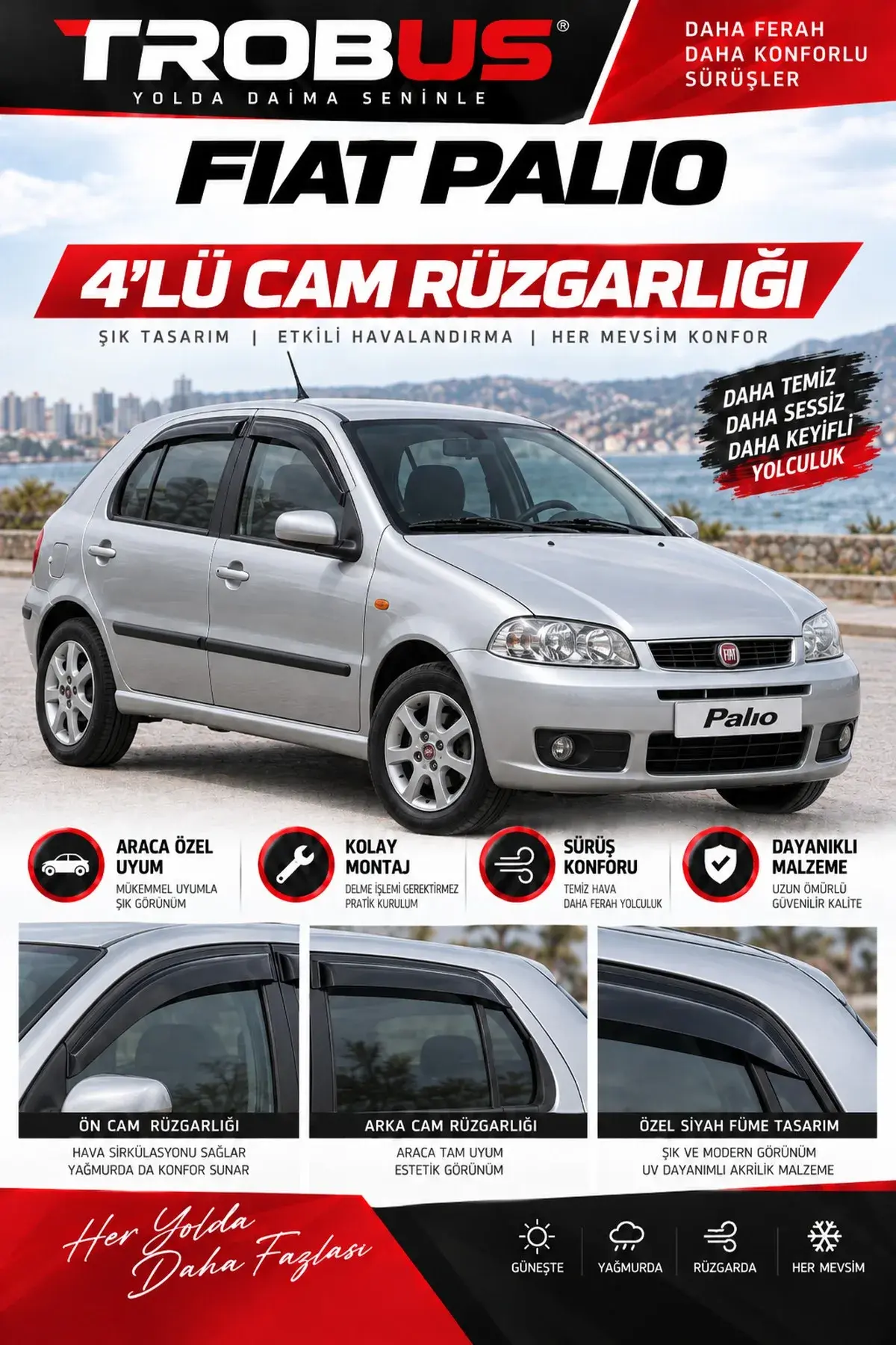 Fiat Palio Cam Rüzgarlığı 4'lü (1)