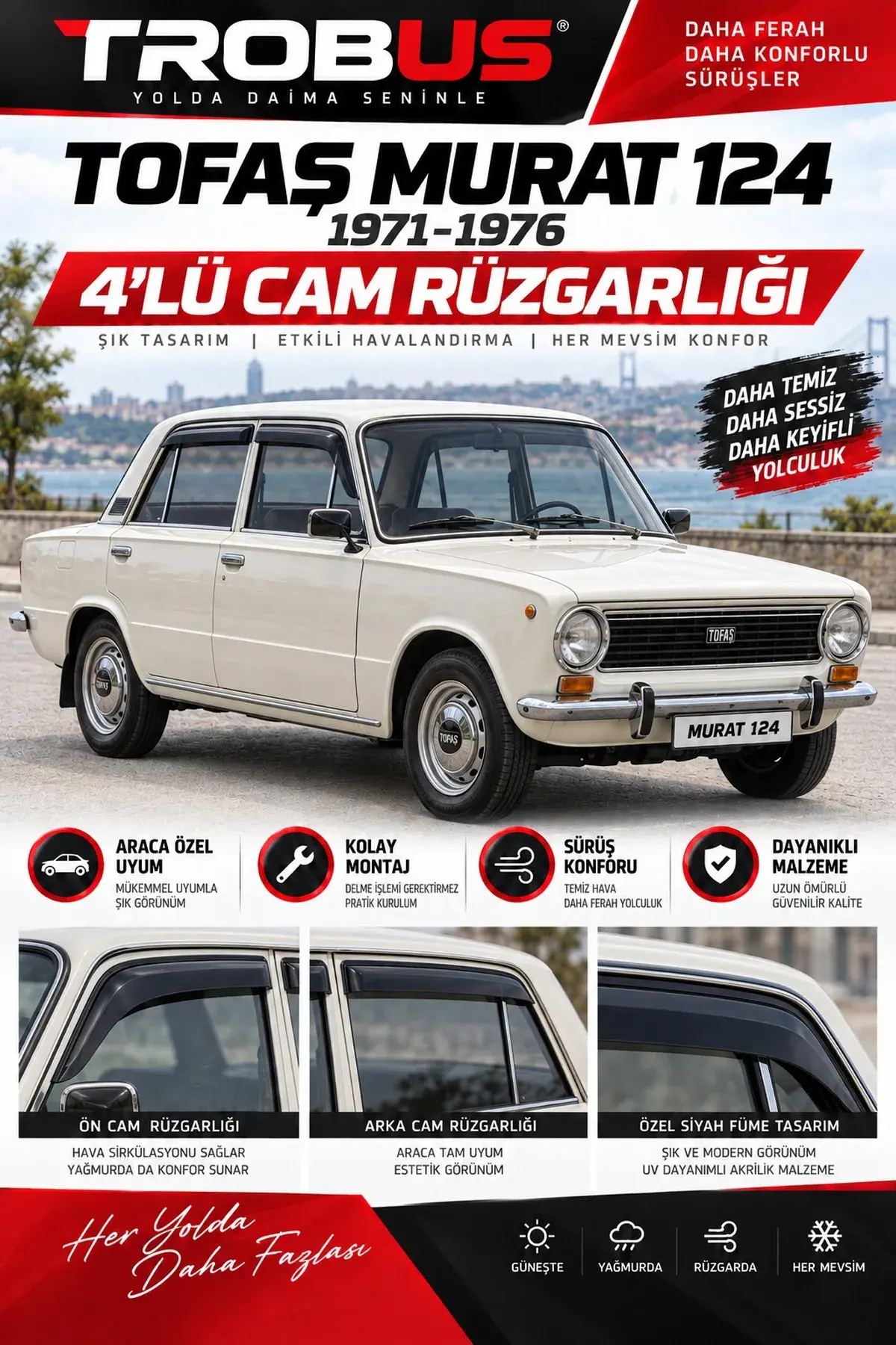 Tofaş Murat 124 (1971-1976) Cam Rüzgarlığı 4'lü (1)