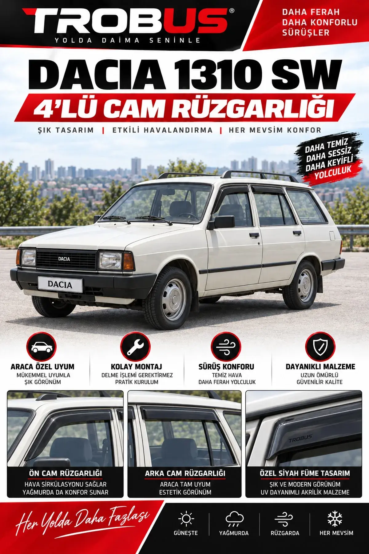 Dacia 1310 SW (Tüm Yıllar) Cam Rüzgarlığı 4'lü (1)