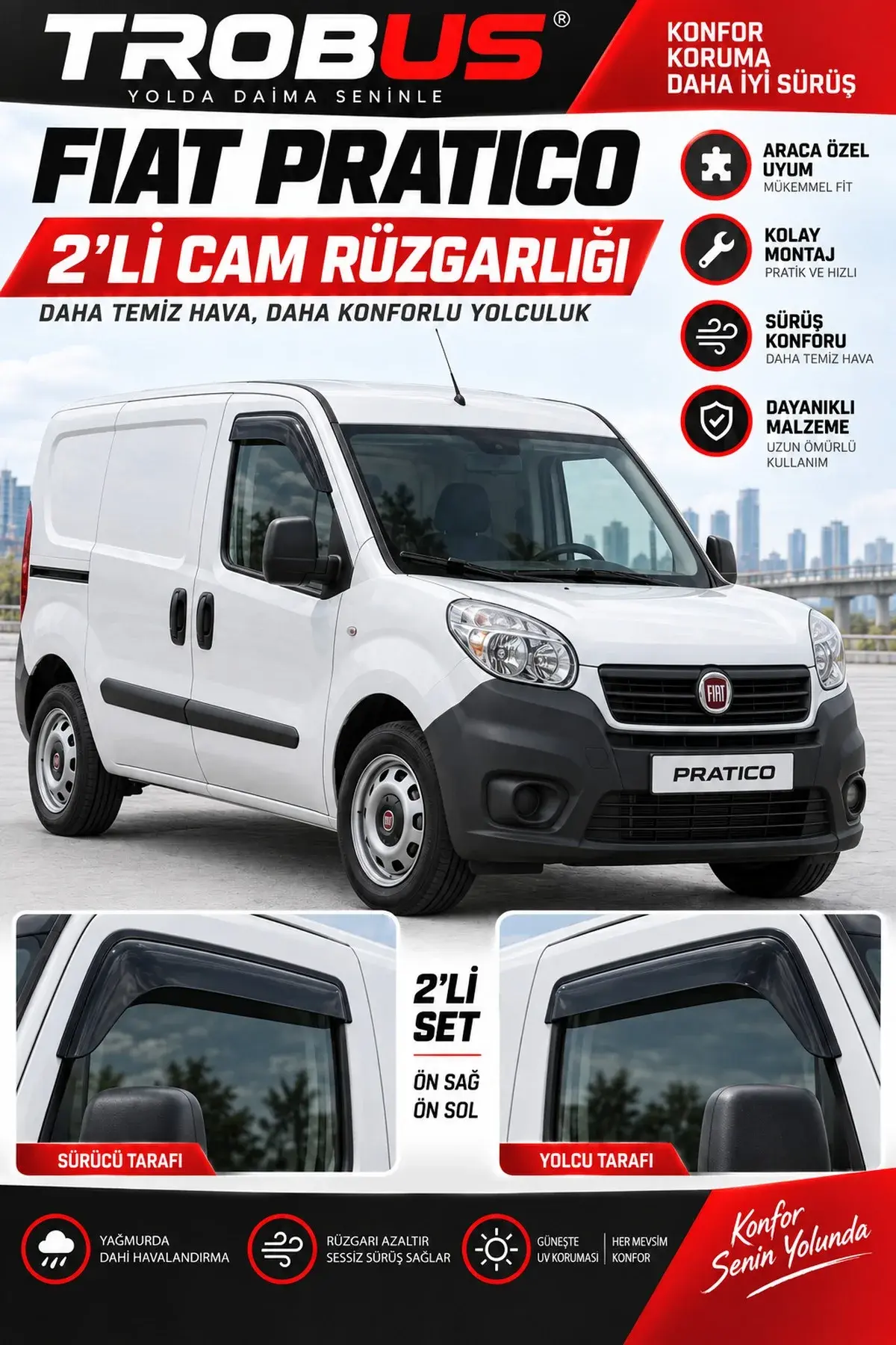 Fiat Pratico Cam Rüzgarlığı 2'li (1)