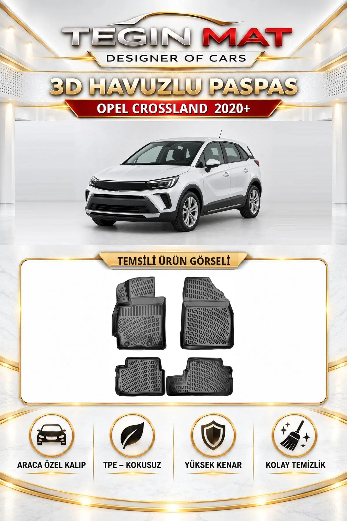 Opel Crossland 2020 Sonrası Araca Özel 3D Havuzlu Paspas Siyah (1)