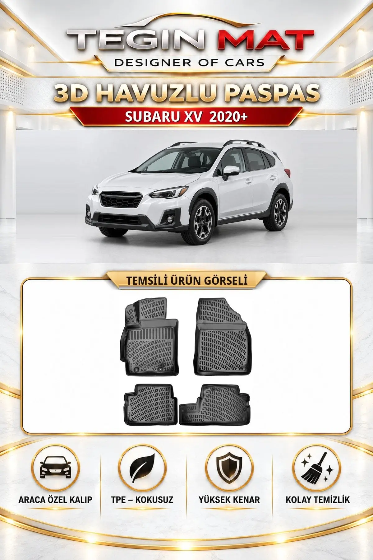 Subaru Xv 2020 Sonrası Araca Özel 3D Havuzlu Paspas Siyah (1)