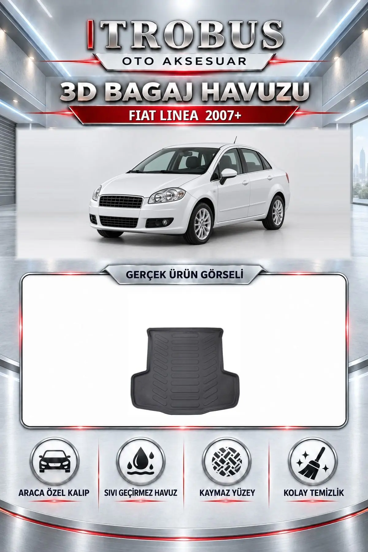 Fiat Linea 2007 Sonrası Araca Özel 3D Bagaj Havuzu