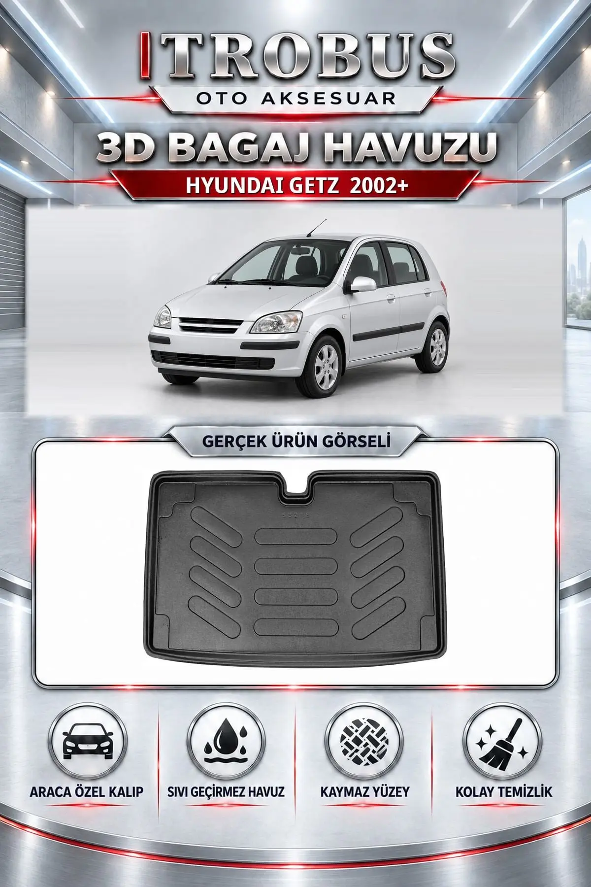 Hyundai Getz 2002 Sonrası Araca Özel 3D Bagaj Havuzu