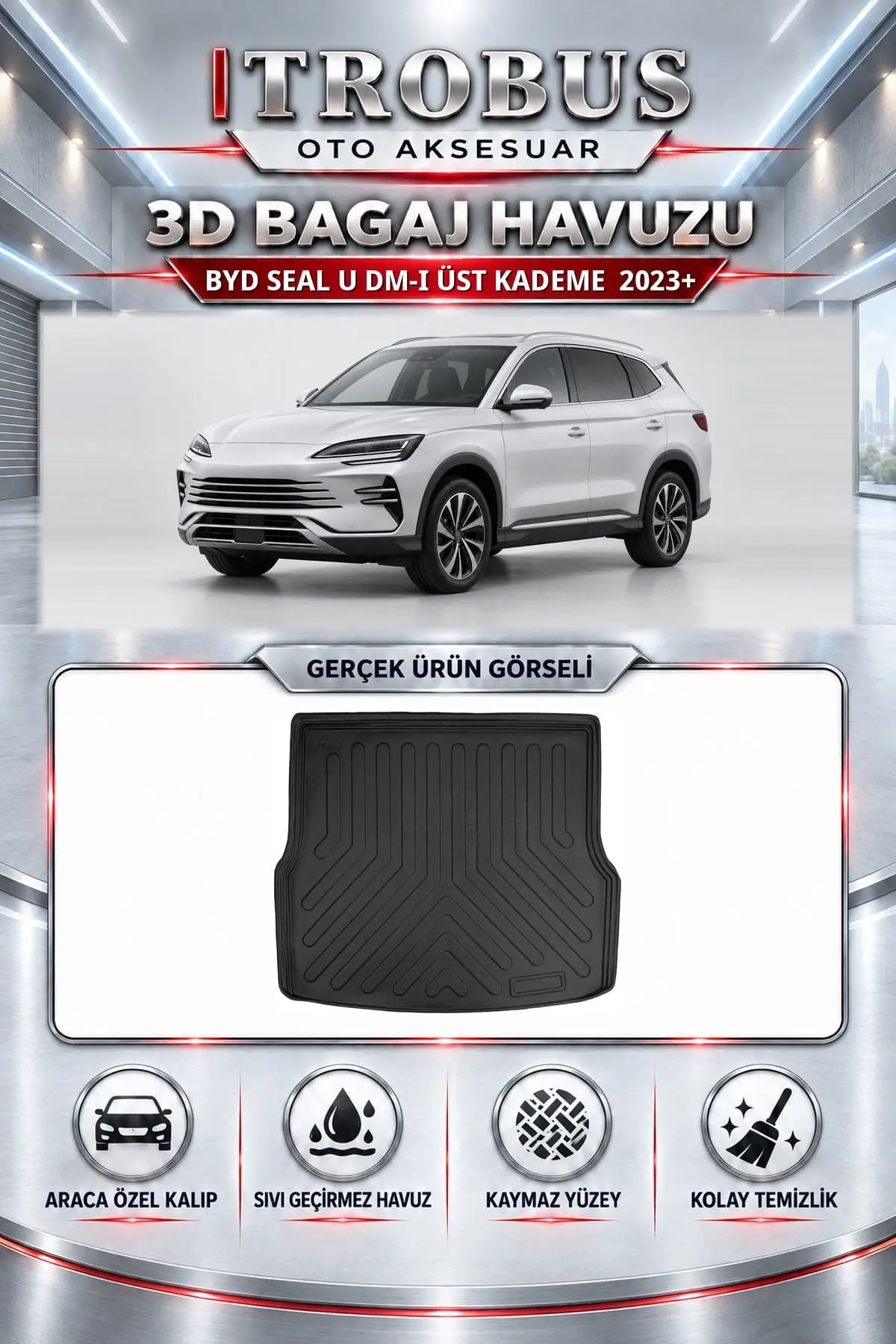 Byd Seal U DM-i 2023 Sonrası Üst Kademe Araca Özel 3D Bagaj Havuzu