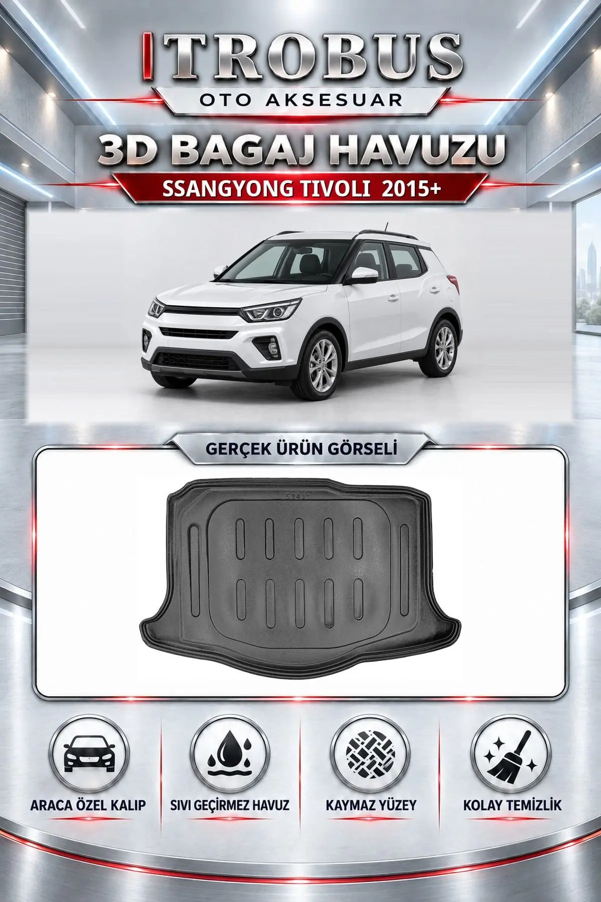 SsangYong Tivoli 2015 Sonrası Araca Özel 3D Bagaj Havuzu