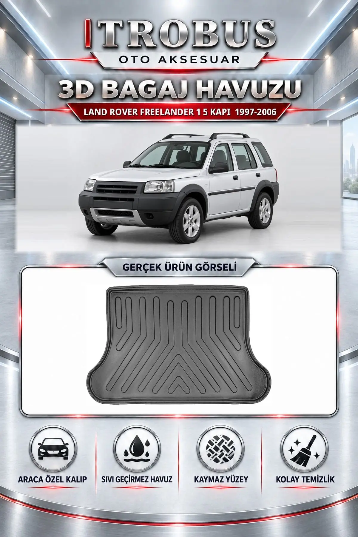 Land Rover Freelander 1 1997-2006 5 Kapı Araca Özel 3D Bagaj Havuzu