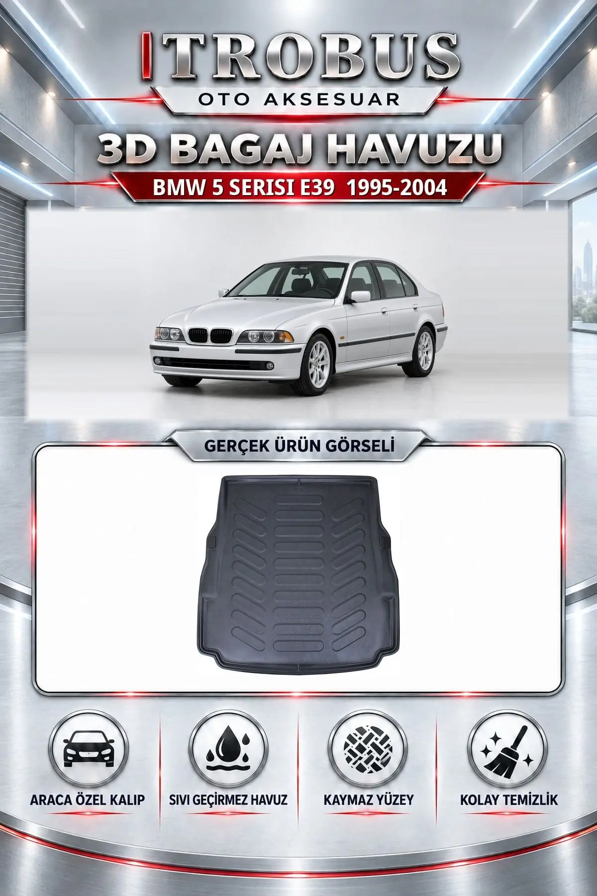 BMW 5 Serisi E39 1995-2004 Araca Özel 3D Bagaj Havuzu