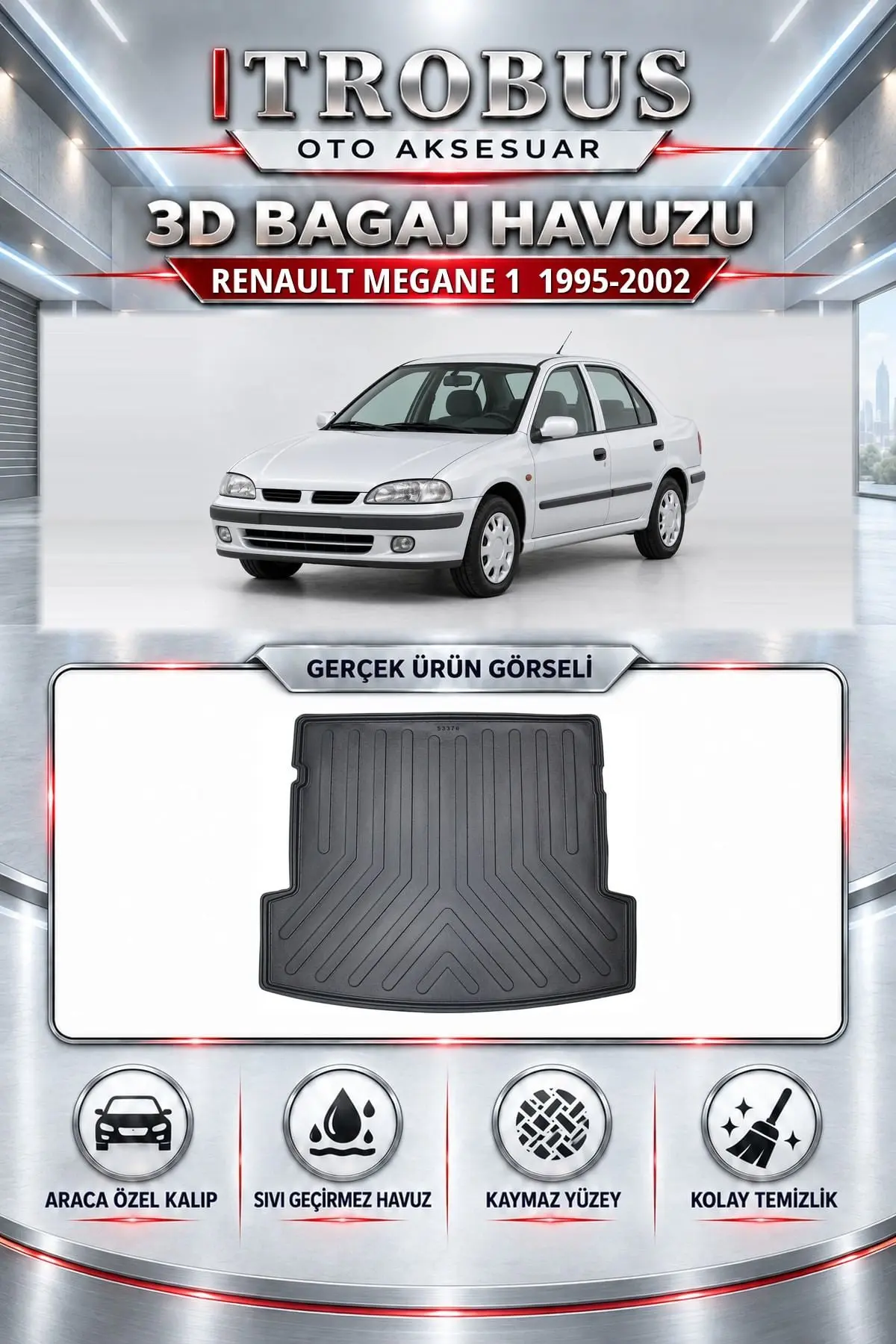 Renault Megane 1 1995-2002 Araca Özel 3D Bagaj Havuzu