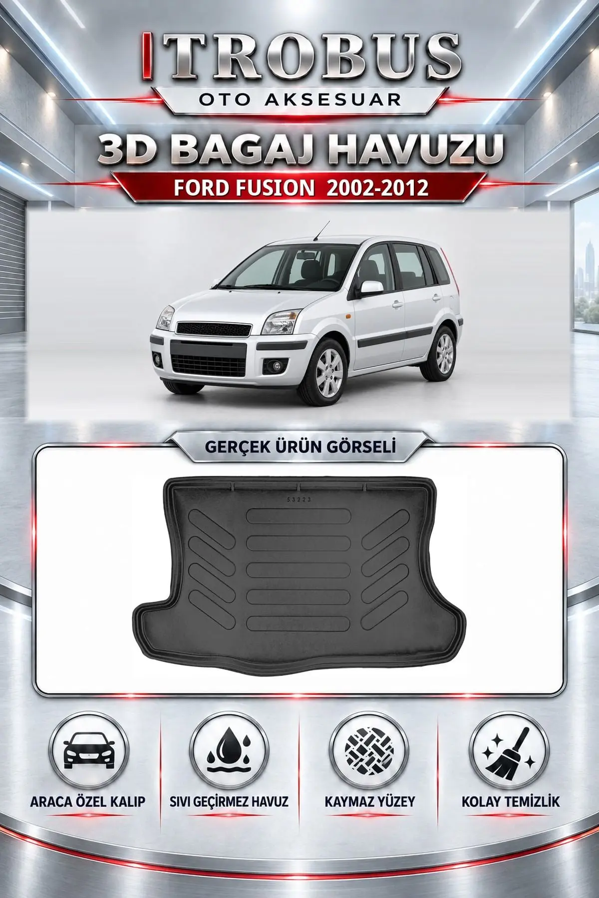 Ford Fusion 2002-2012 Araca Özel 3D Bagaj Havuzu