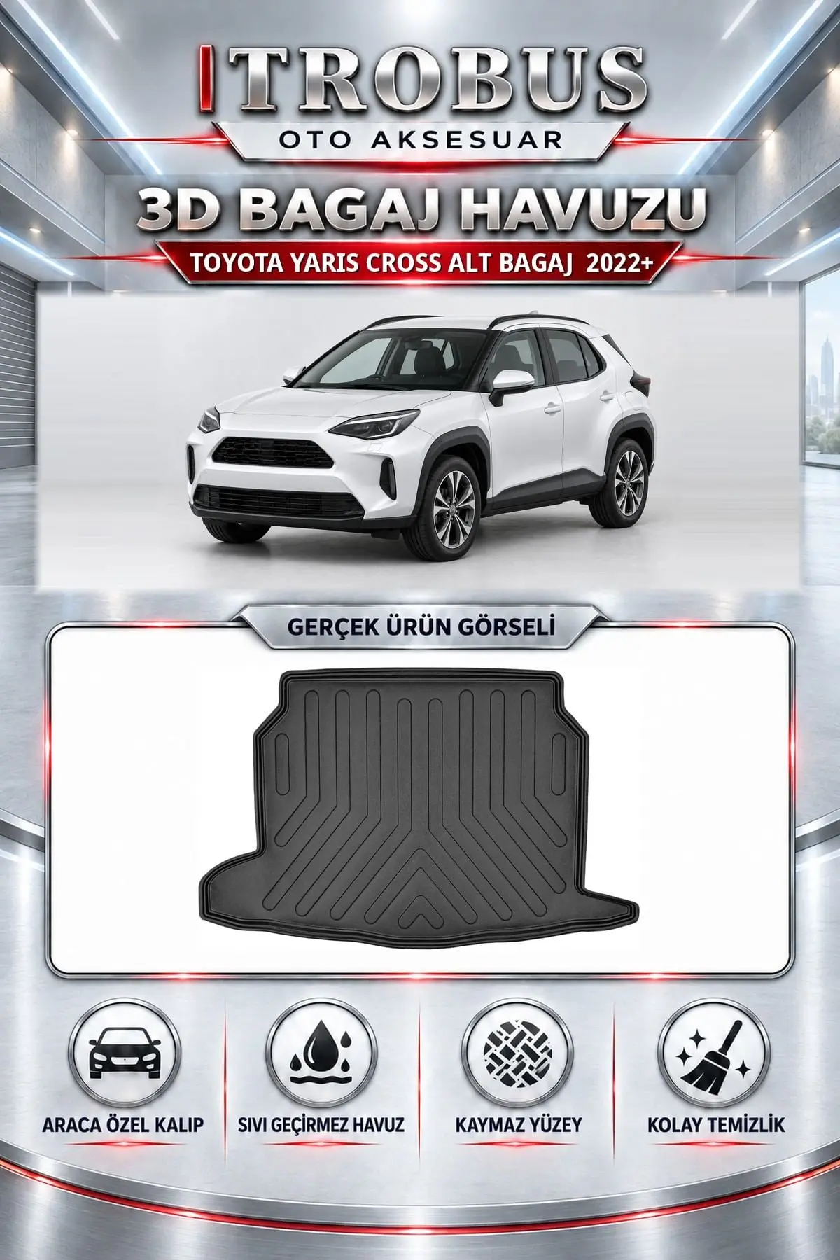 Toyota Yaris Cross 2022 Sonrası Alt Bagaj Araca Özel 3D Bagaj Havuzu