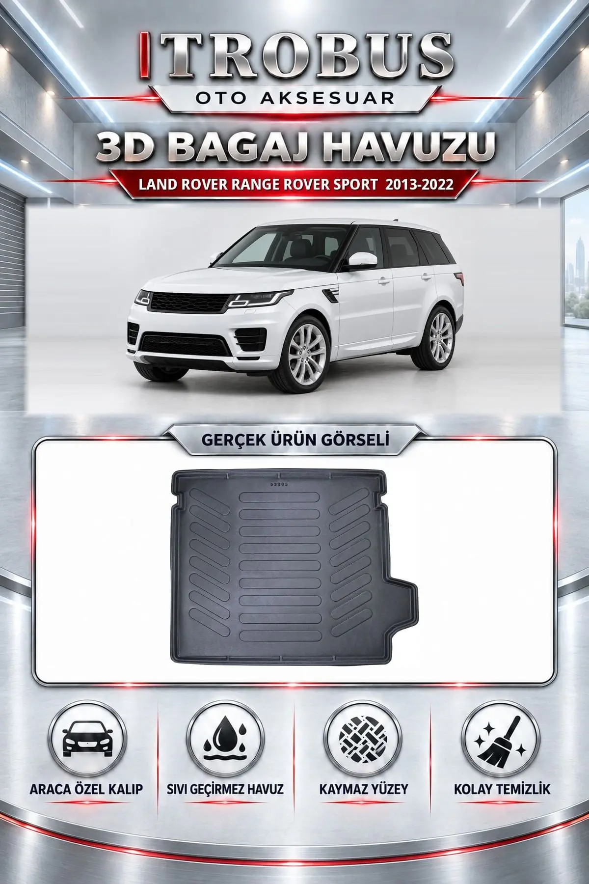 Land Rover Range Rover Sport 2013-2022 Araca Özel 3D Bagaj Havuzu