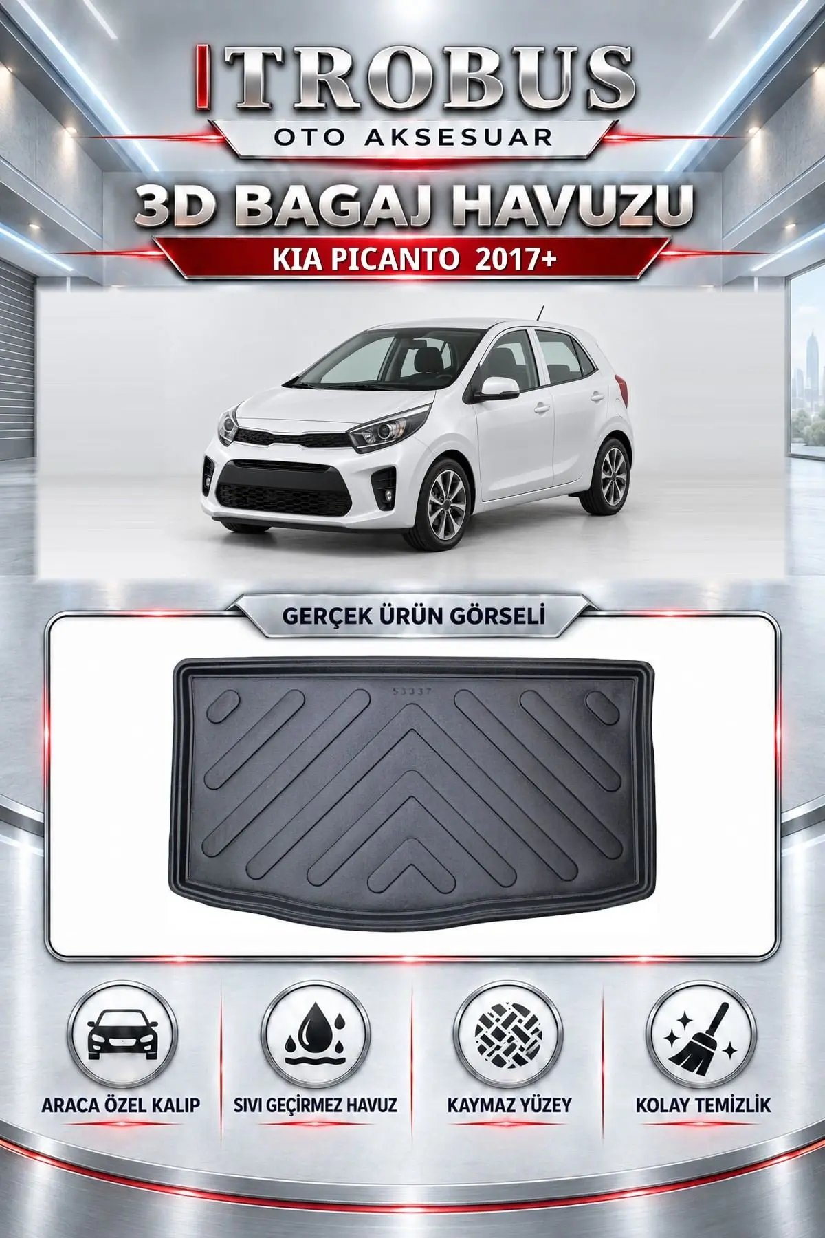 Kia Picanto 2017 Sonrası Araca Özel 3D Bagaj Havuzu