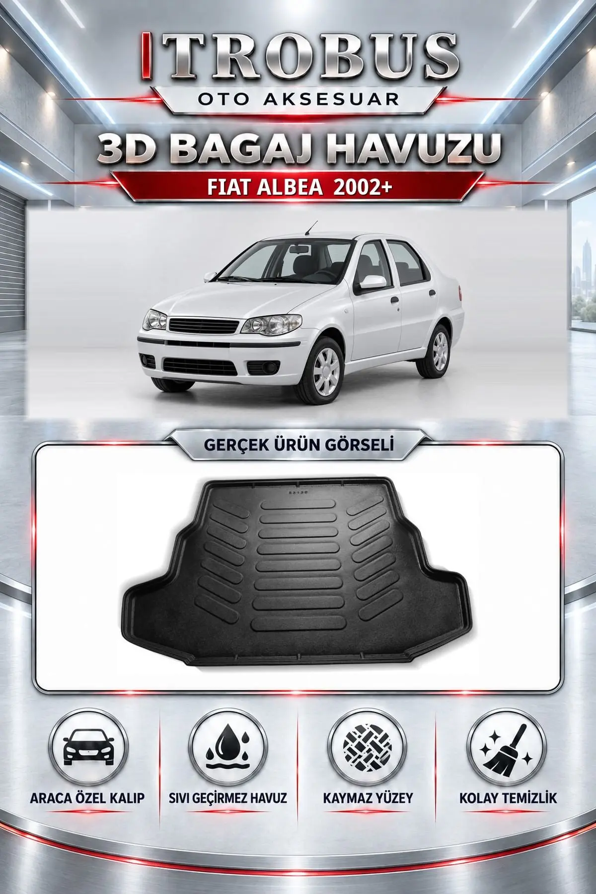 Fiat Albea 2002 Sonrası Araca Özel 3D Bagaj Havuzu