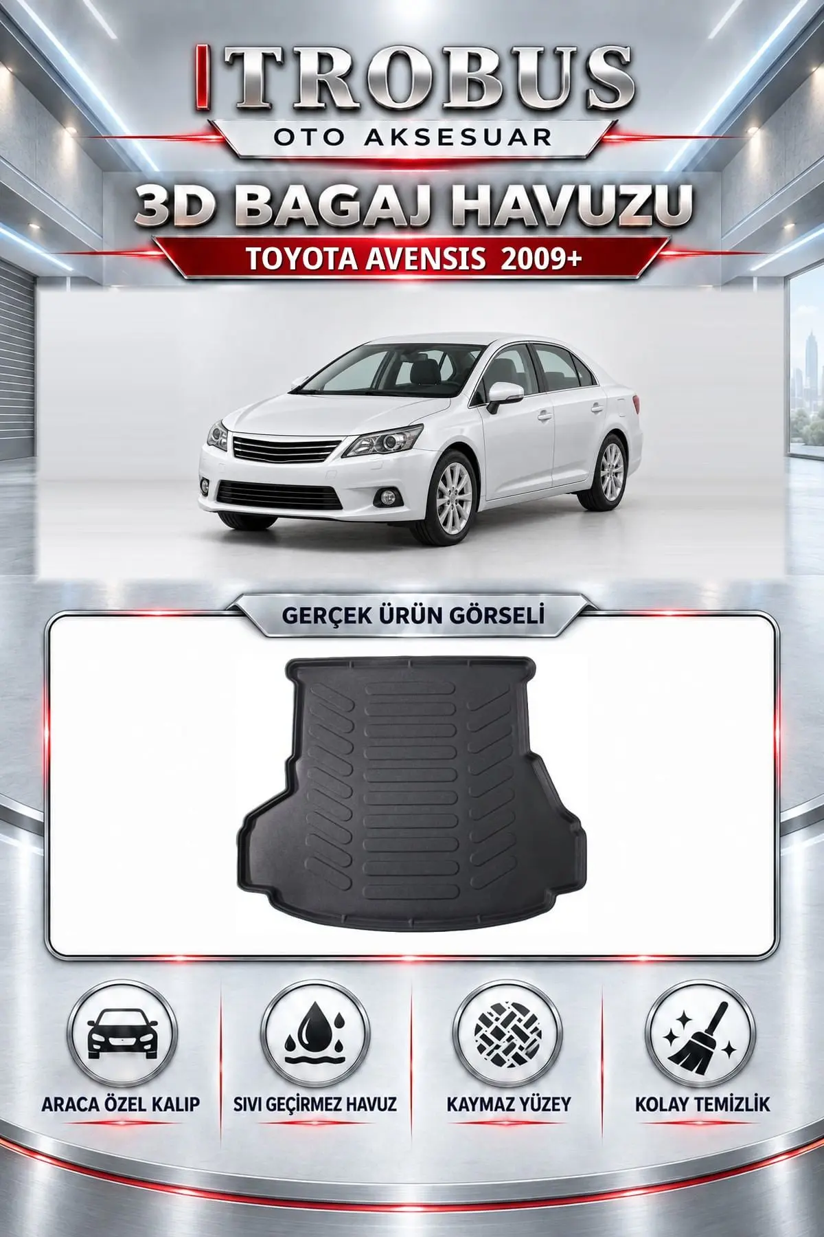 Toyota Avensis 2009 Sonrası Araca Özel 3D Bagaj Havuzu