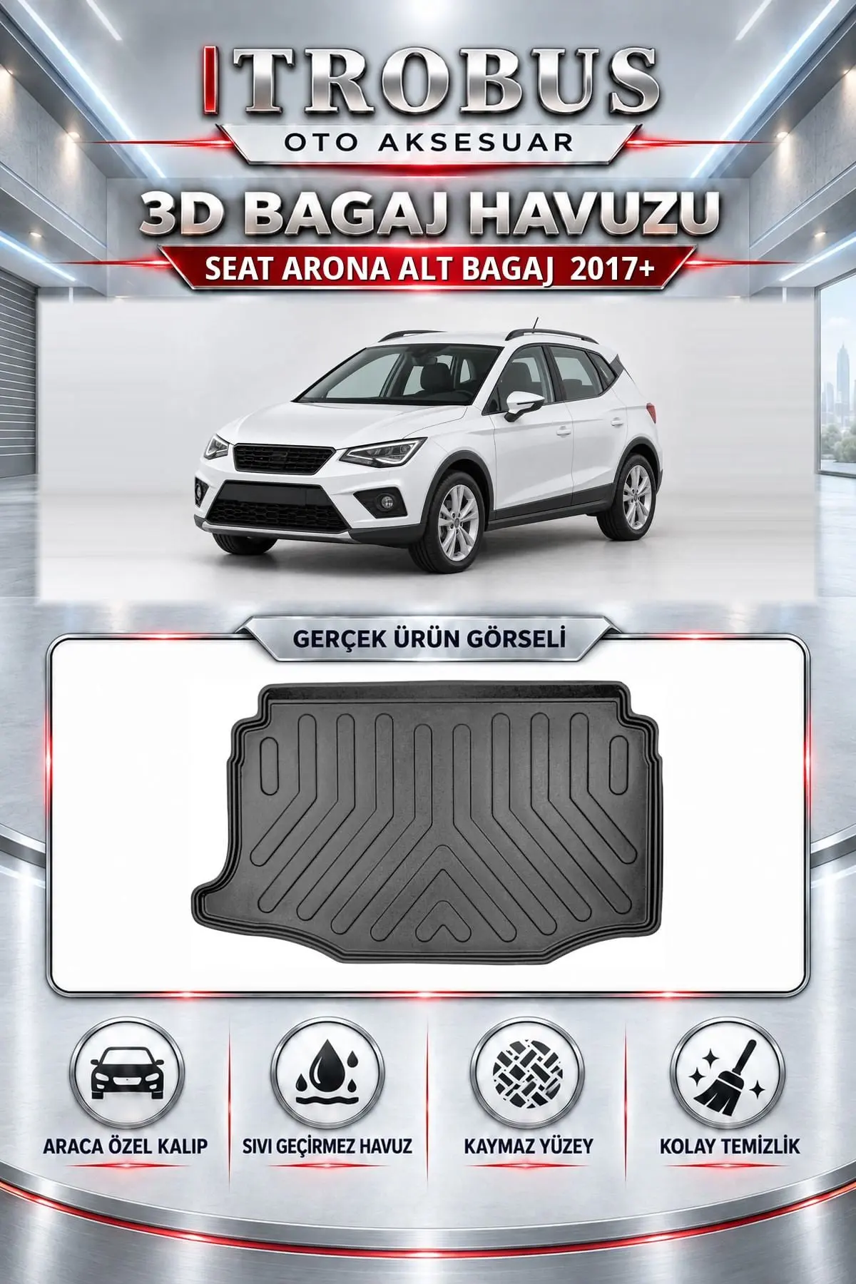 Seat Arona 2017 Sonrası Alt Bagaj Araca Özel 3D Bagaj Havuzu