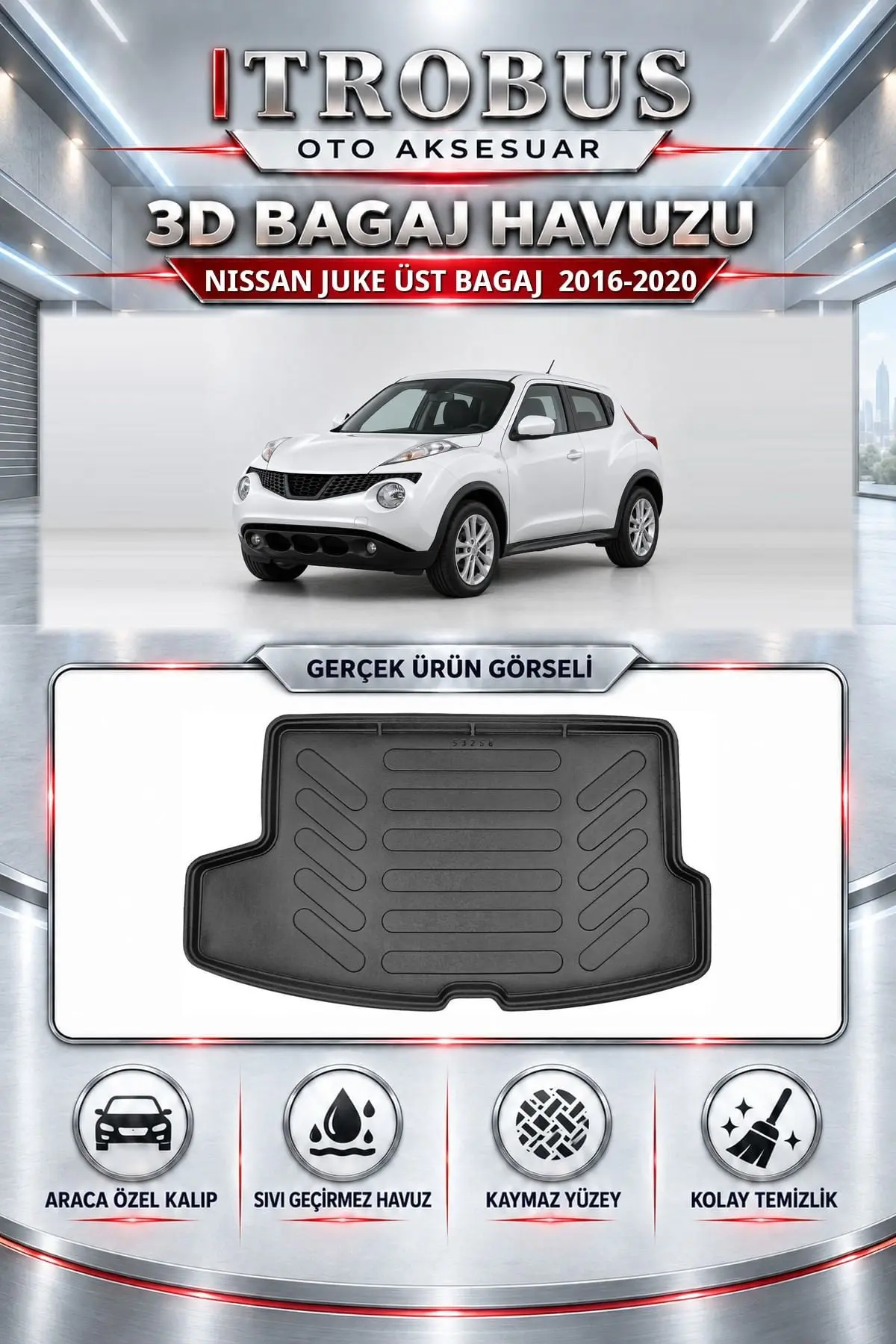 Nissan Juke 2016-2020 Üst Bagaj Araca Özel 3D Bagaj Havuzu