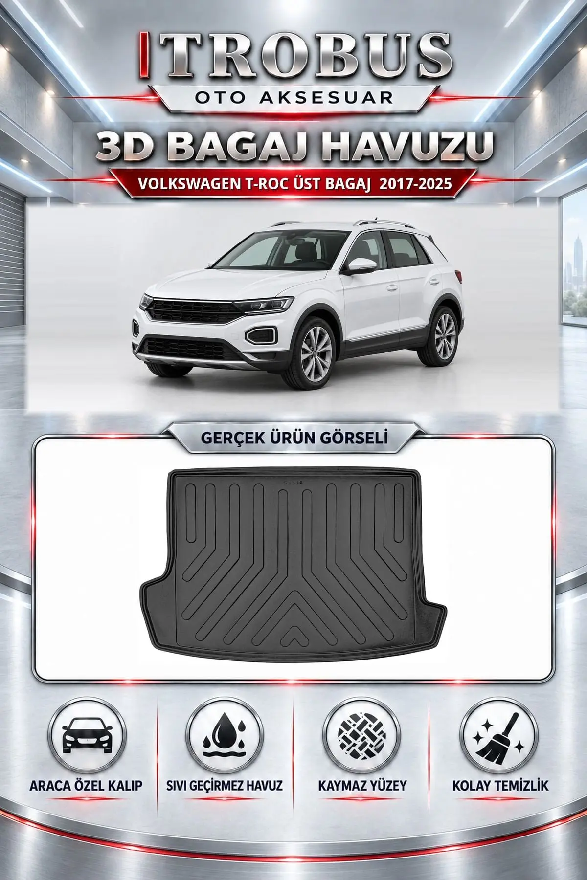 Volkswagen T-Roc 2017-2025 Üst Bagaj Araca Özel 3D Bagaj Havuzu