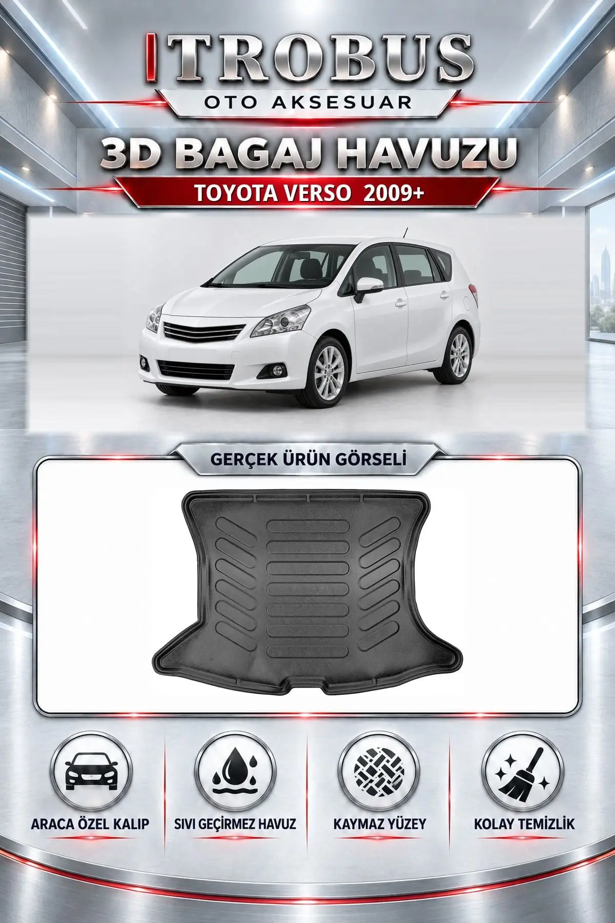 Toyota Verso 2009 Sonrası Araca Özel 3D Bagaj Havuzu
