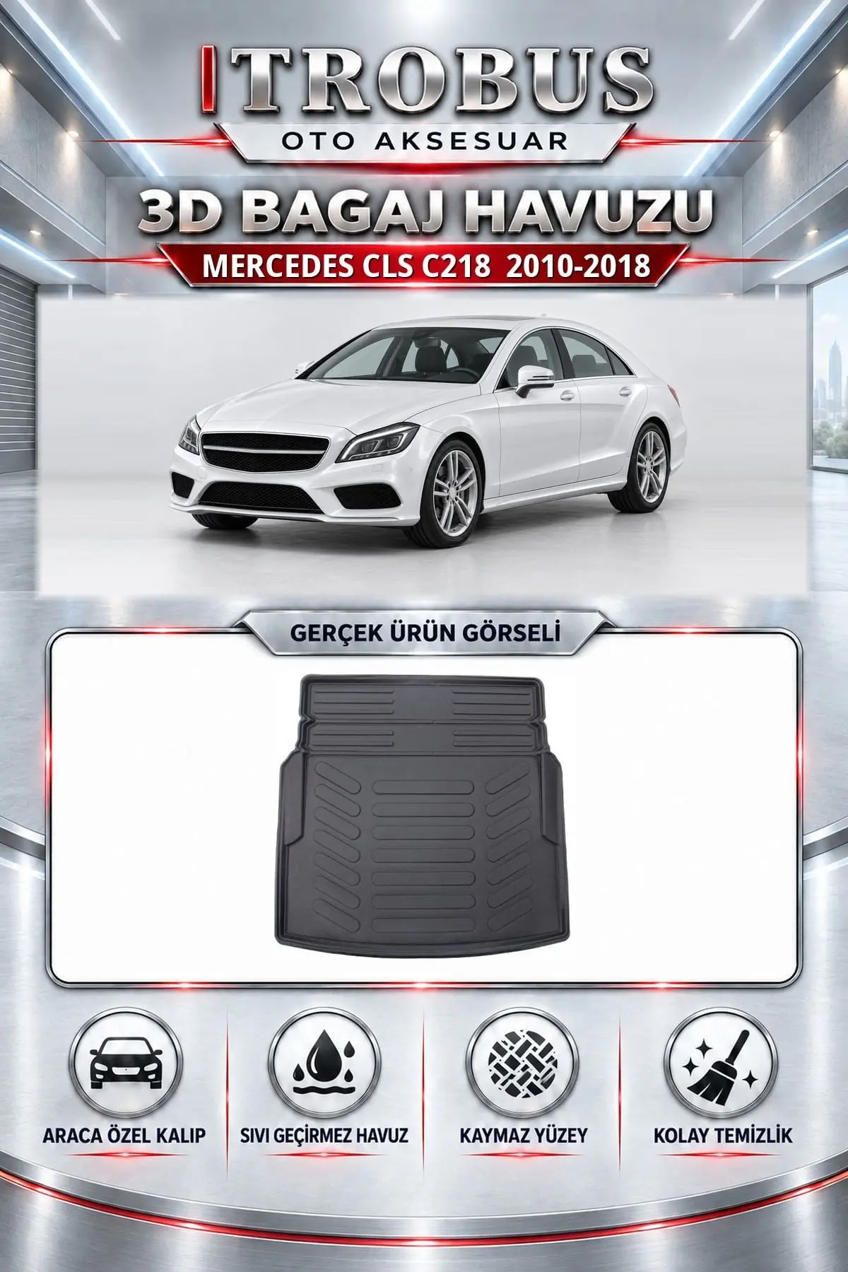 Mercedes-Benz CLS 2010-2018 C218 Araca Özel 3D Bagaj Havuzu