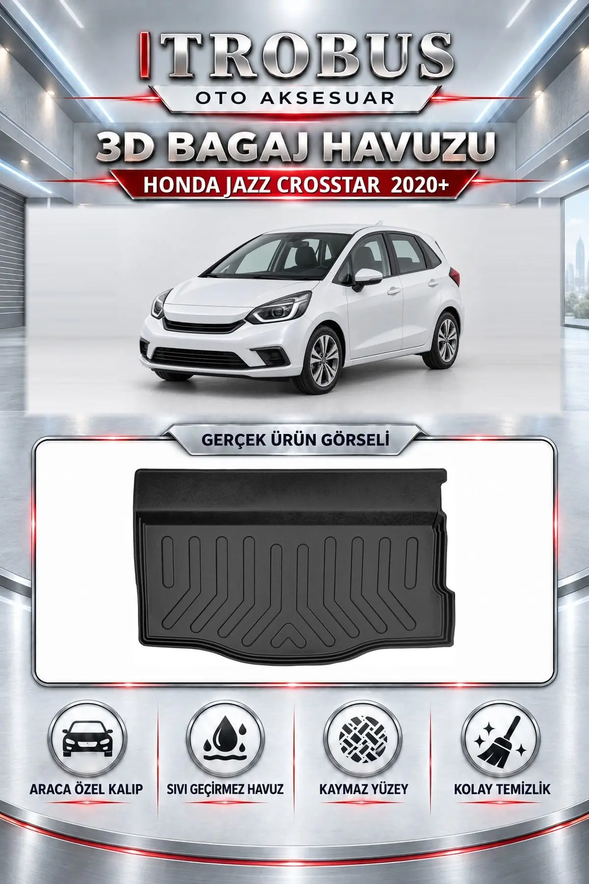 Honda Jazz 2020 Sonrası Crosstar Araca Özel 3D Bagaj Havuzu