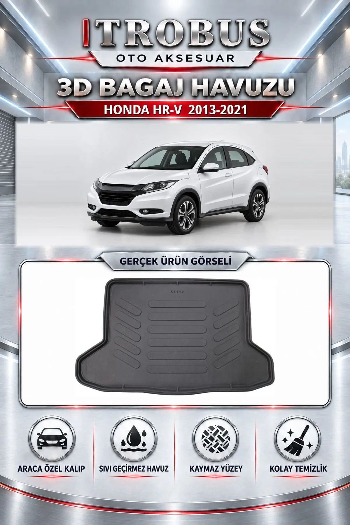 Honda HR-V 2013-2021 Araca Özel 3D Bagaj Havuzu