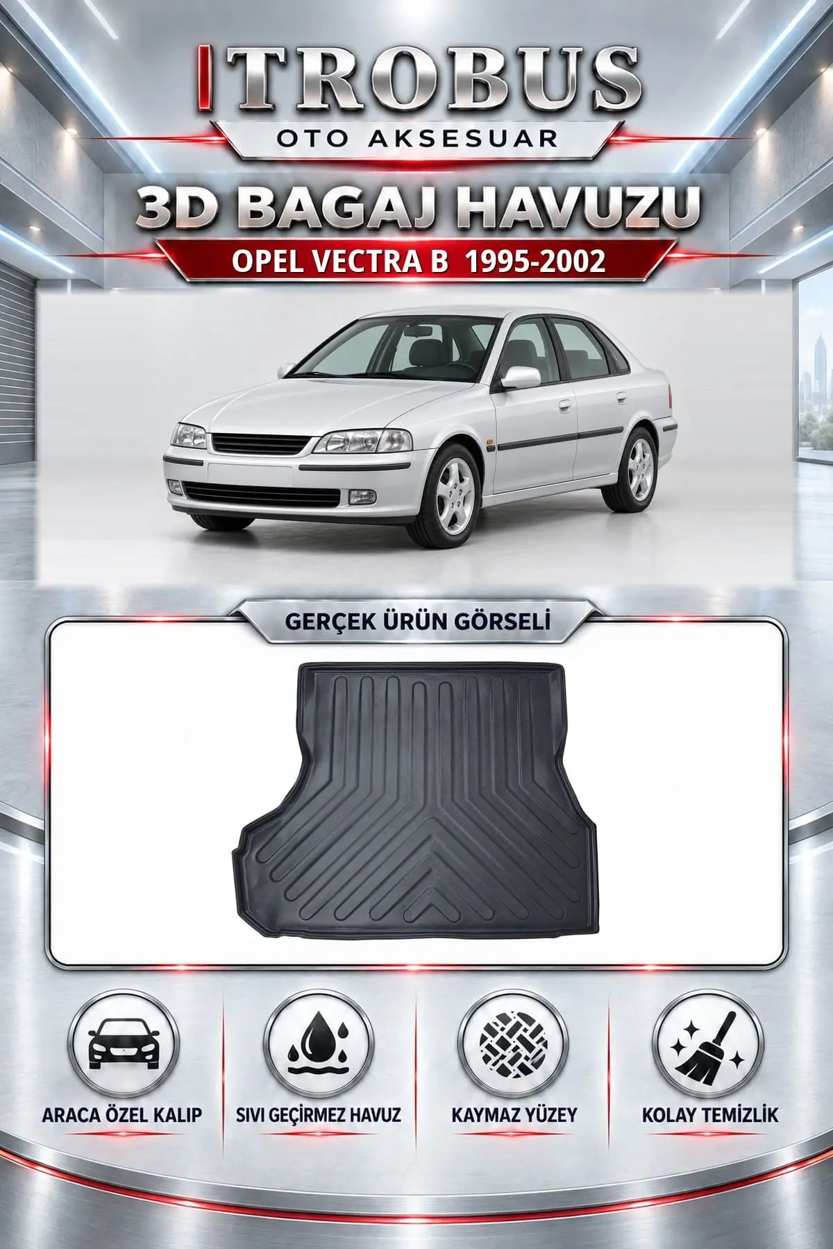 Opel Vectra B 1995-2002 Araca Özel 3D Bagaj Havuzu