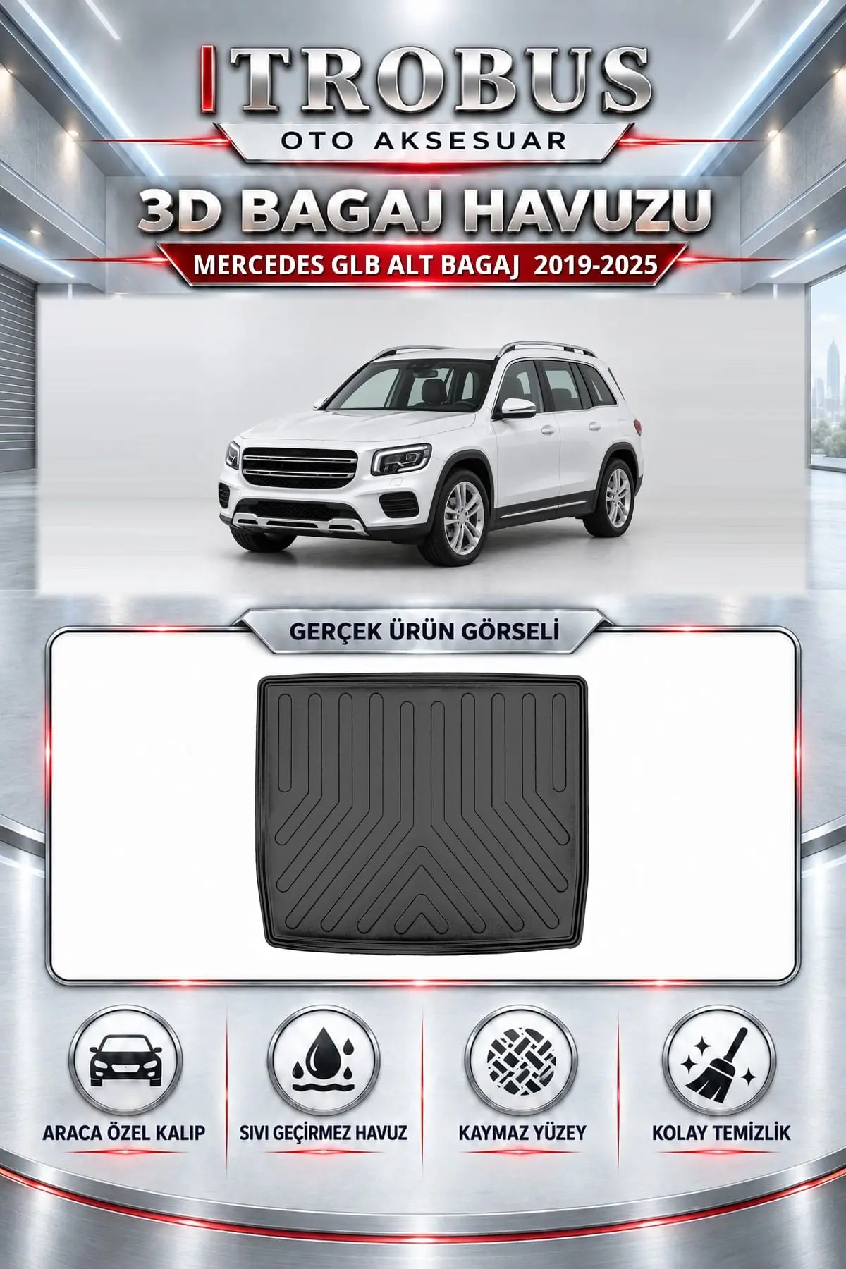 Mercedes-Benz GLB 2019-2025 Alt Bagaj Araca Özel 3D Bagaj Havuzu