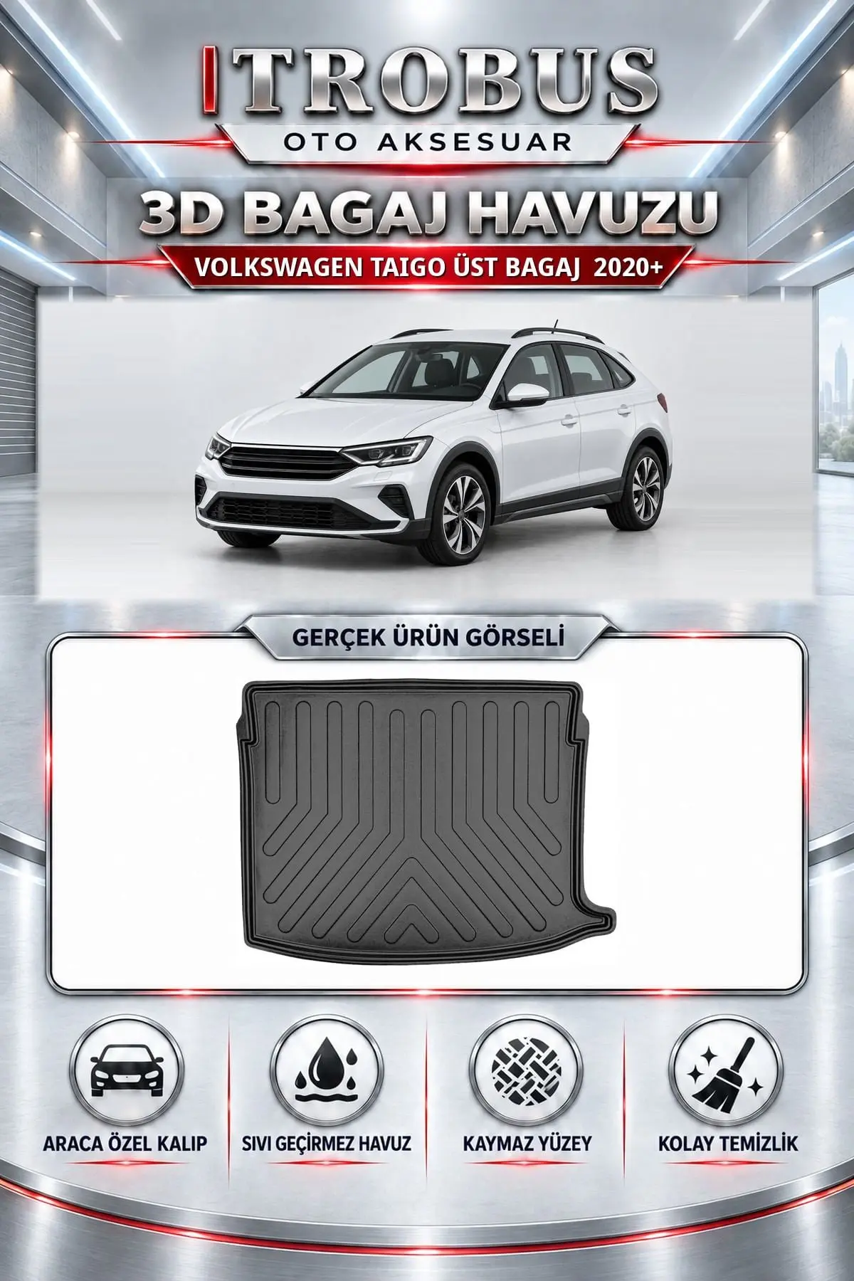 Volkswagen Taigo 2020 Sonrası Üst Bagaj Araca Özel 3D Bagaj Havuzu