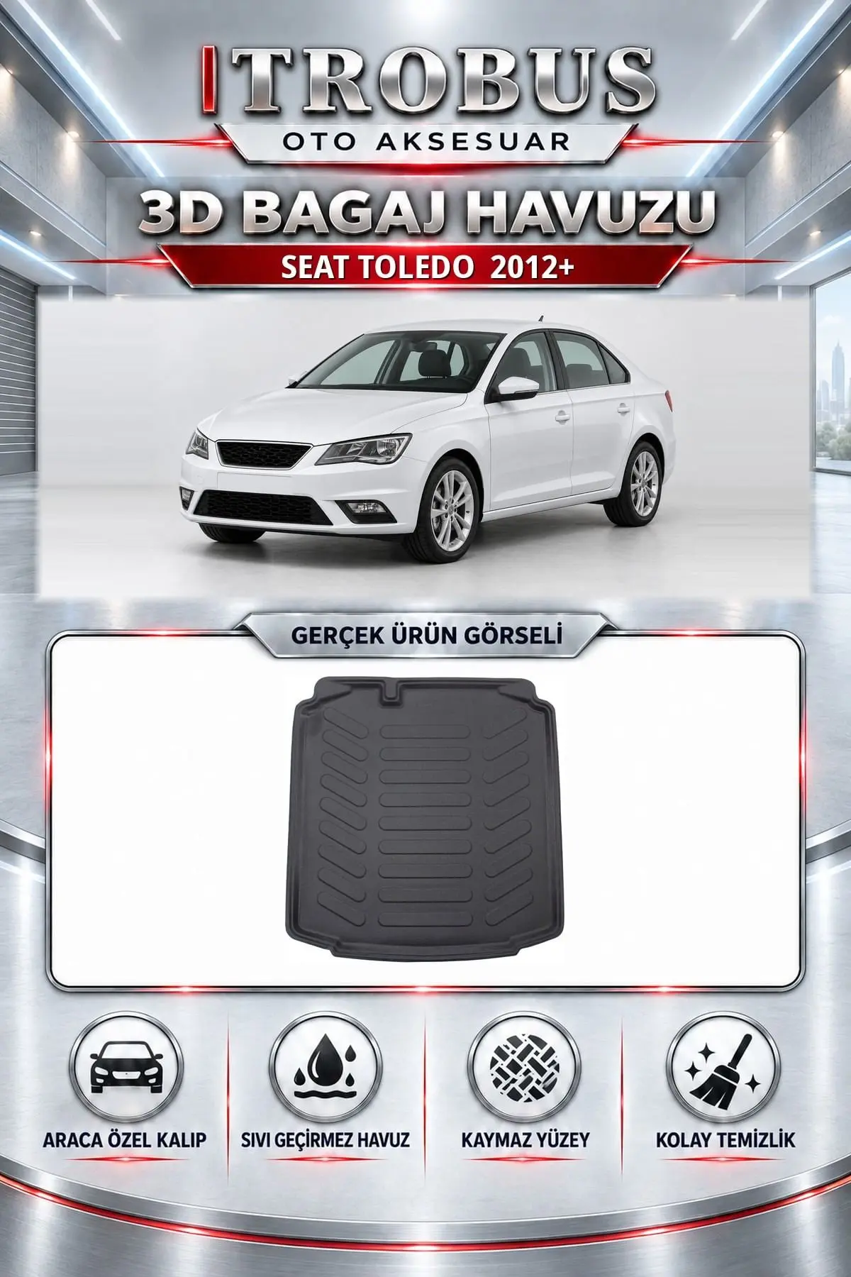 Seat Toledo 2012 Sonrası Araca Özel 3D Bagaj Havuzu