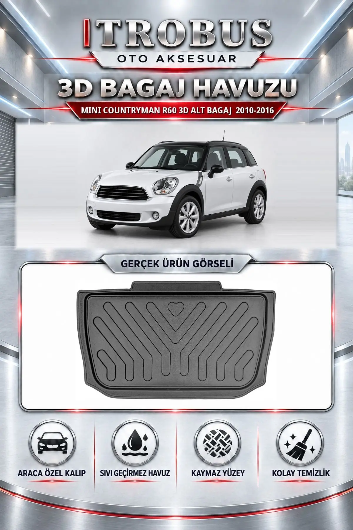 Mini Countryman R60 2010-2016 3D Alt Bagaj Araca Özel 3D Bagaj Havuzu