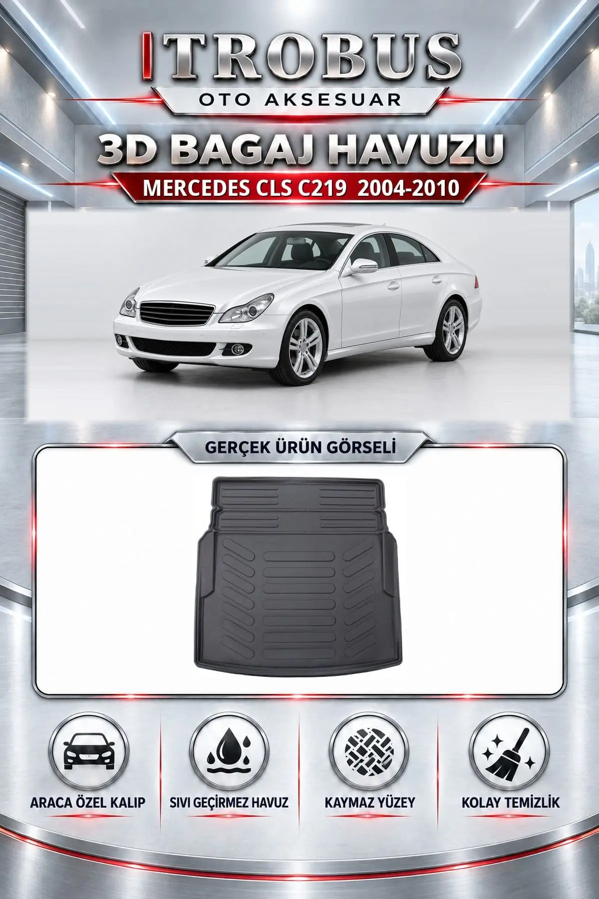 Mercedes-Benz CLS 2004-2010 C219 Araca Özel 3D Bagaj Havuzu