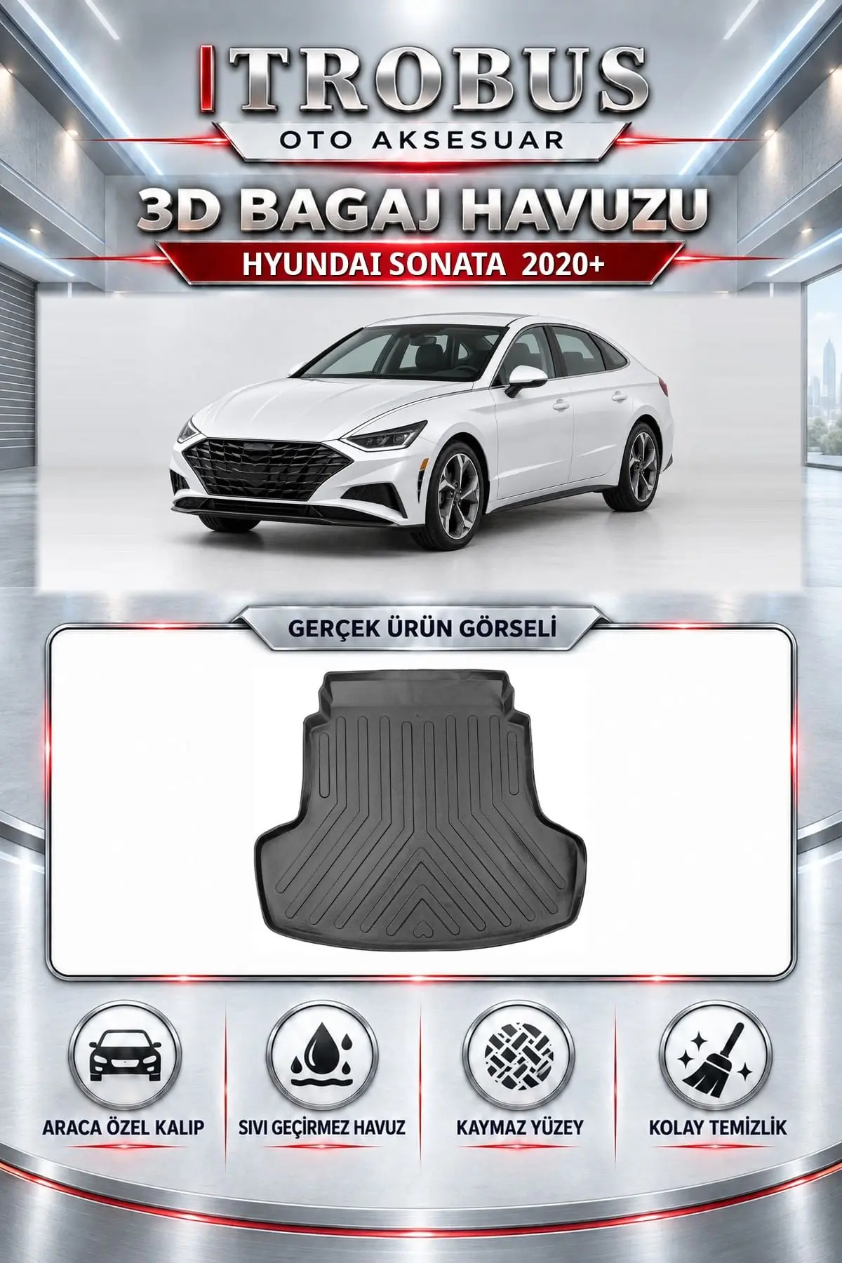 Hyundai Sonata 2020 Sonrası Araca Özel 3D Bagaj Havuzu