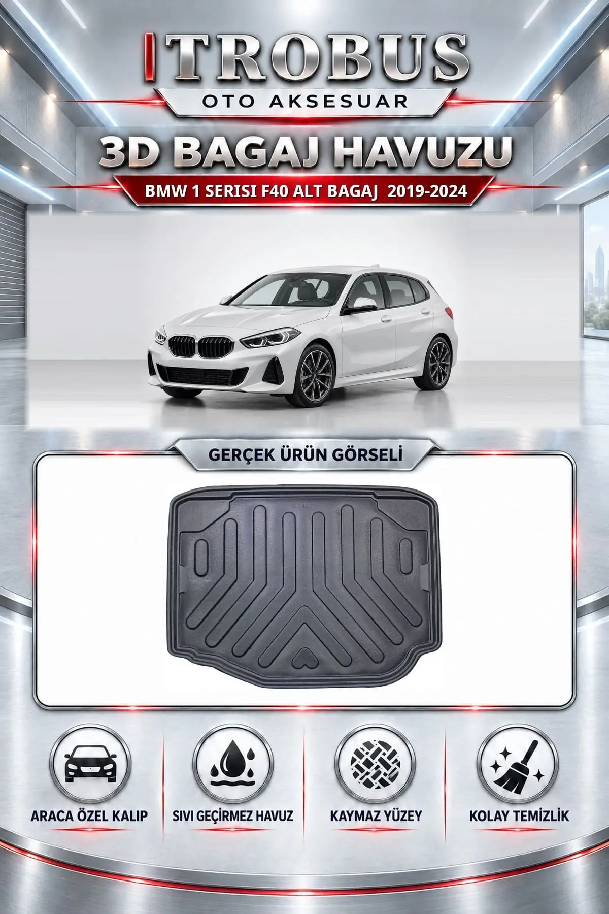BMW 1 Serisi F40 2019-2024 Alt Bagaj Araca Özel 3D Bagaj Havuzu