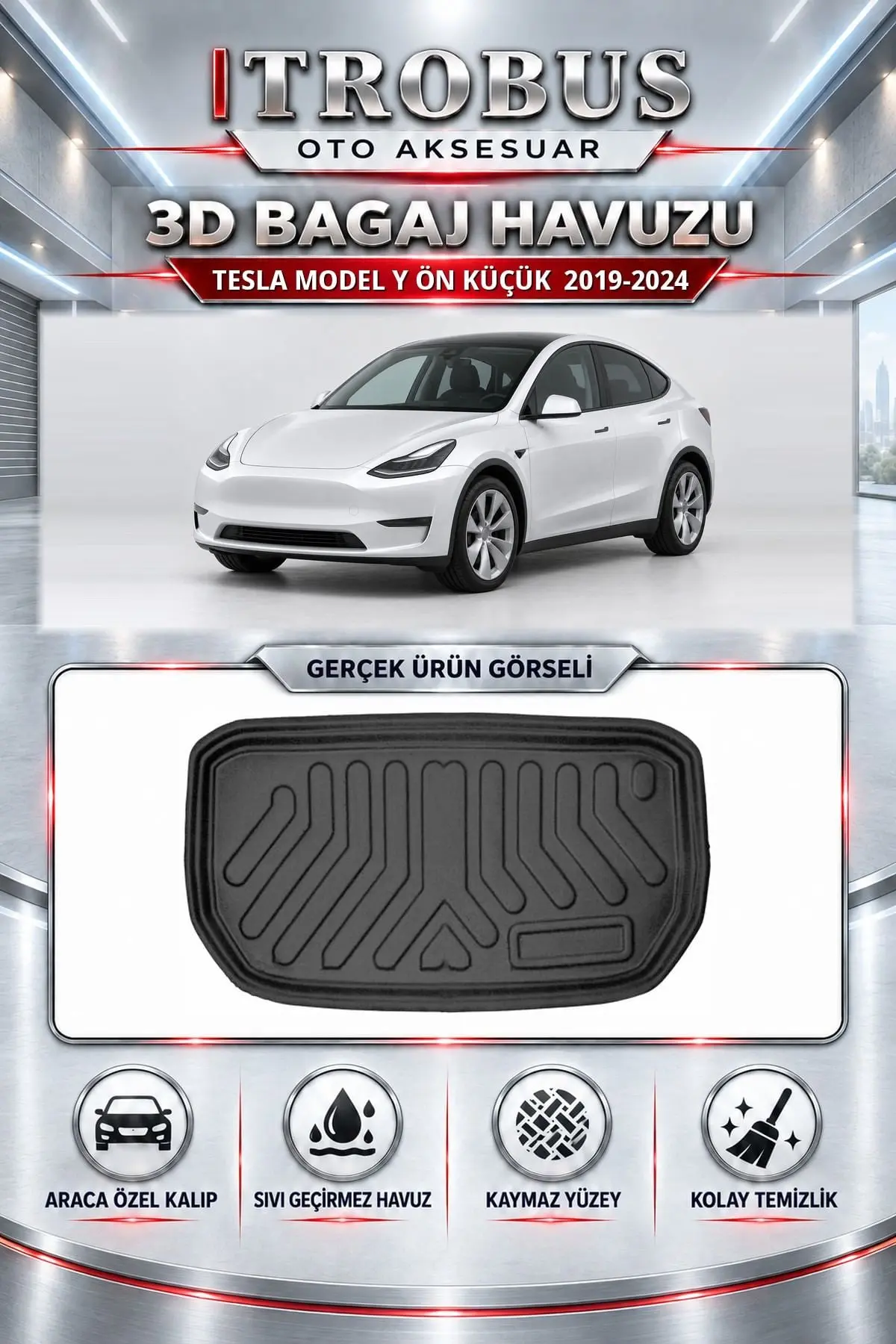 Tesla Model Y 2019-2024 Ön Küçük Araca Özel 3D Bagaj Havuzu