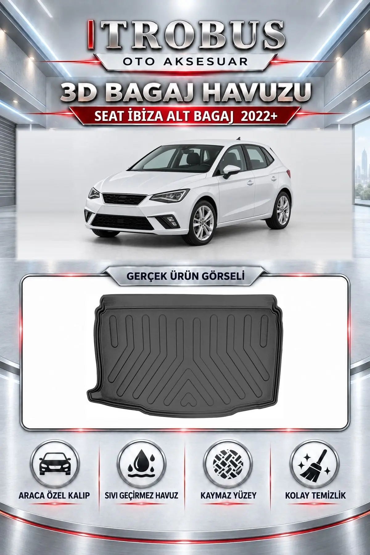 Seat İbiza 2022 Sonrası Alt Bagaj Araca Özel 3D Bagaj Havuzu