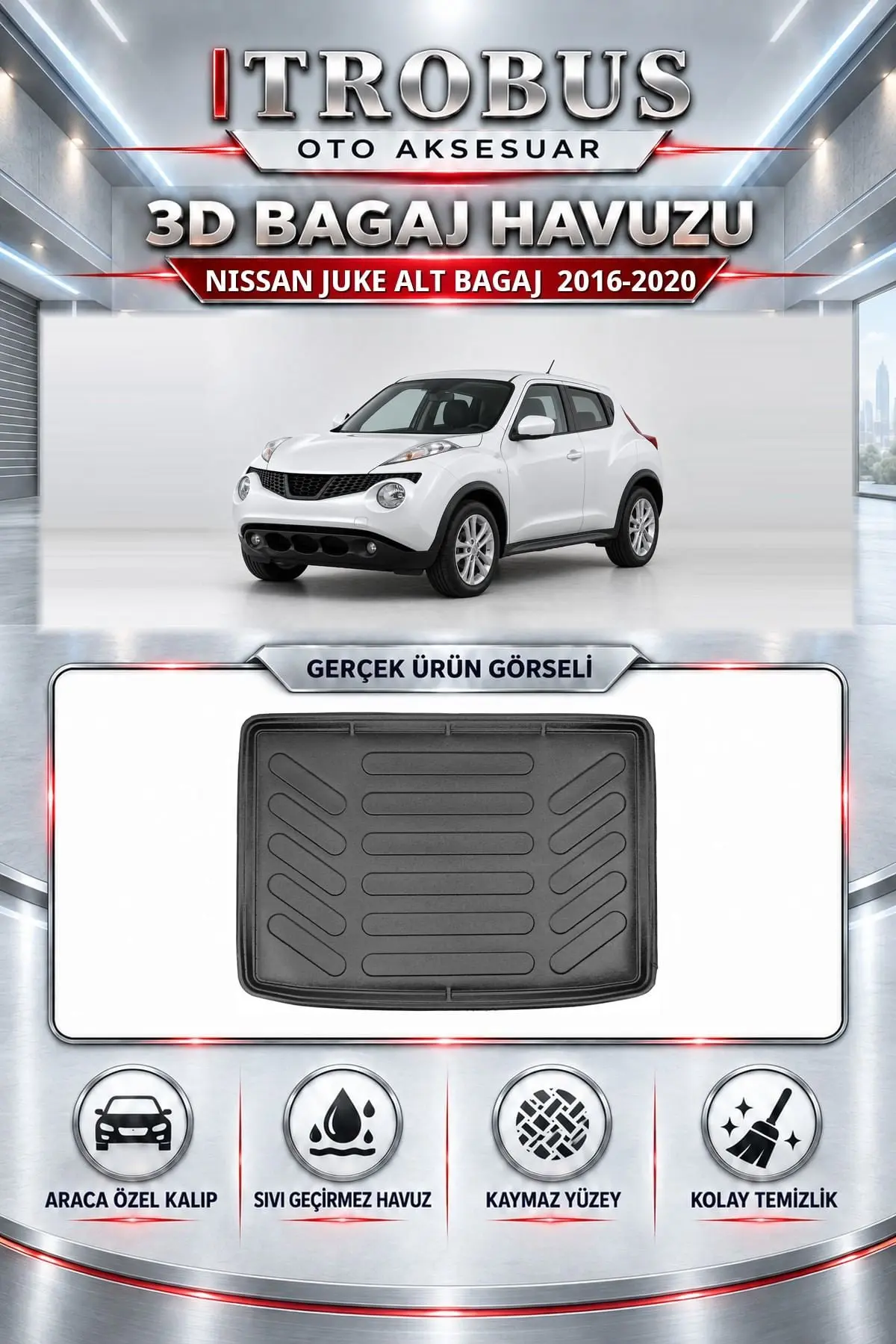 Nissan Juke 2016-2020 Alt Bagaj Araca Özel 3D Bagaj Havuzu