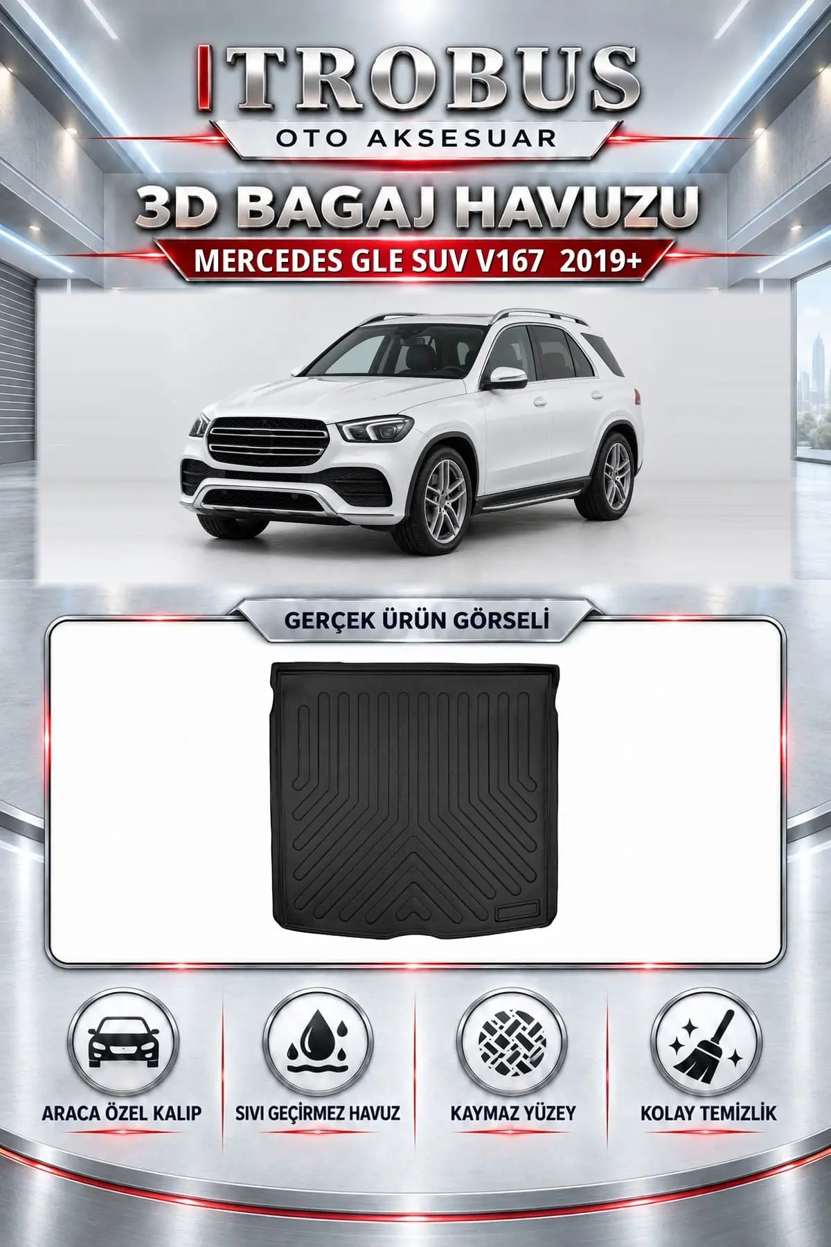 Mercedes-Benz GLE SUV 2019 Sonrası V167 Araca Özel 3D Bagaj Havuzu