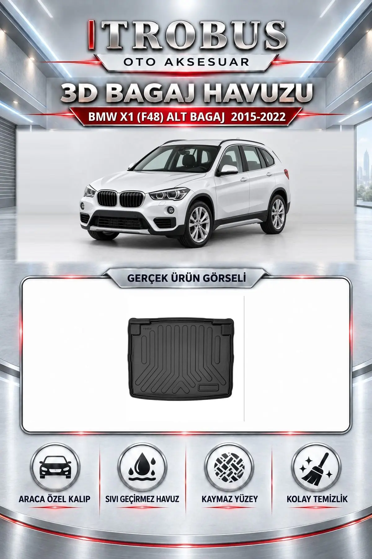 BMW X1 (F48) 2015-2022 Alt Bagaj Araca Özel 3D Bagaj Havuzu