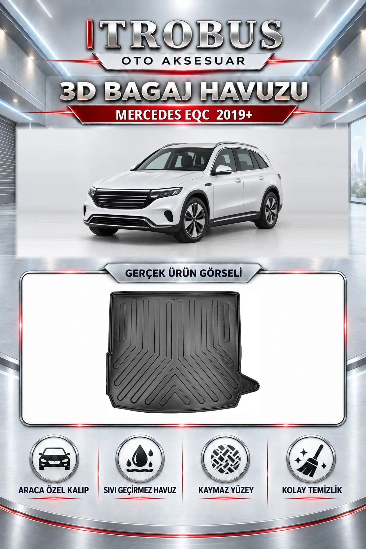 Mercedes-Benz EQC 2019 Sonrası Araca Özel 3D Bagaj Havuzu