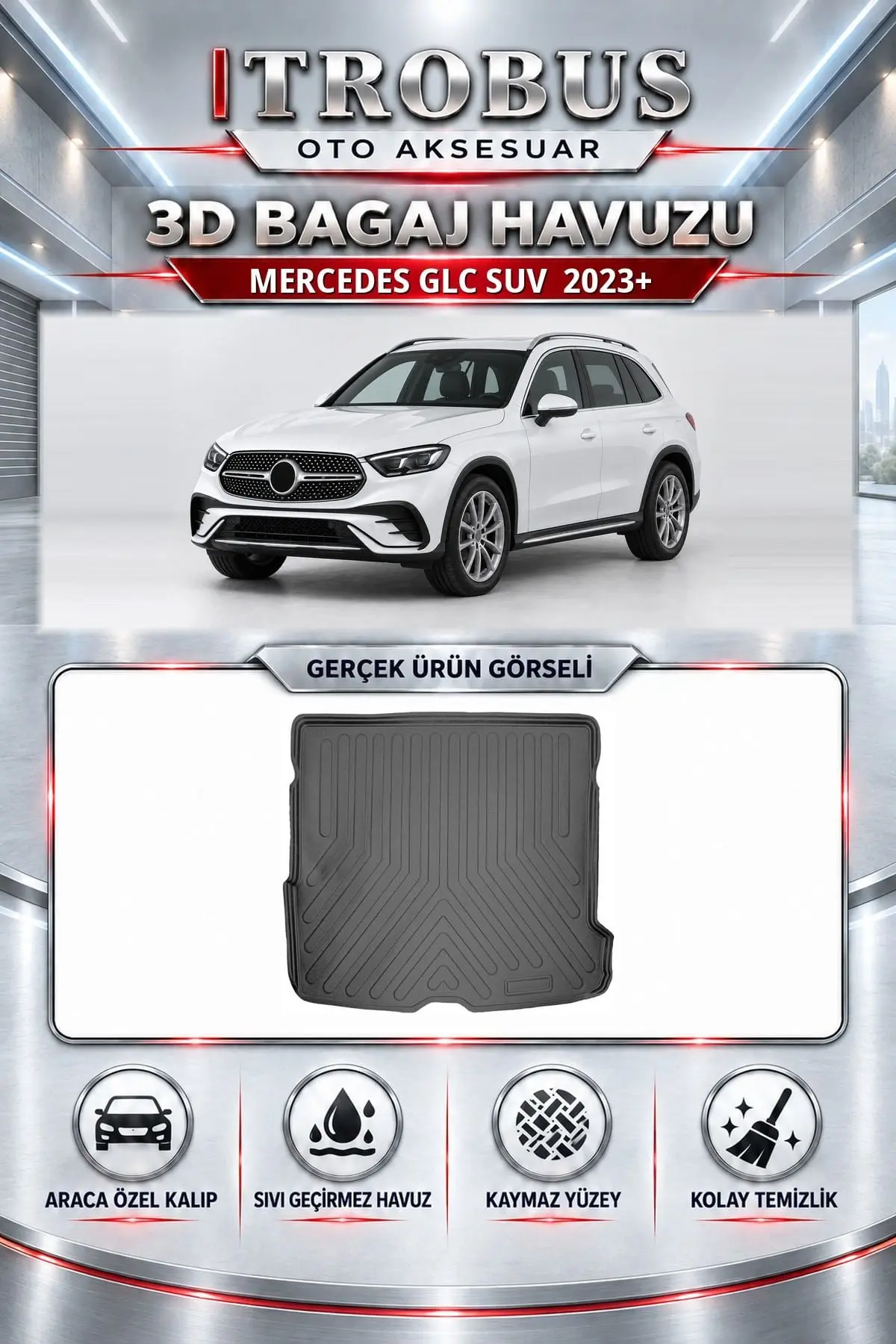 Mercedes-Benz GLC SUV 2023 Sonrası Araca Özel 3D Bagaj Havuzu