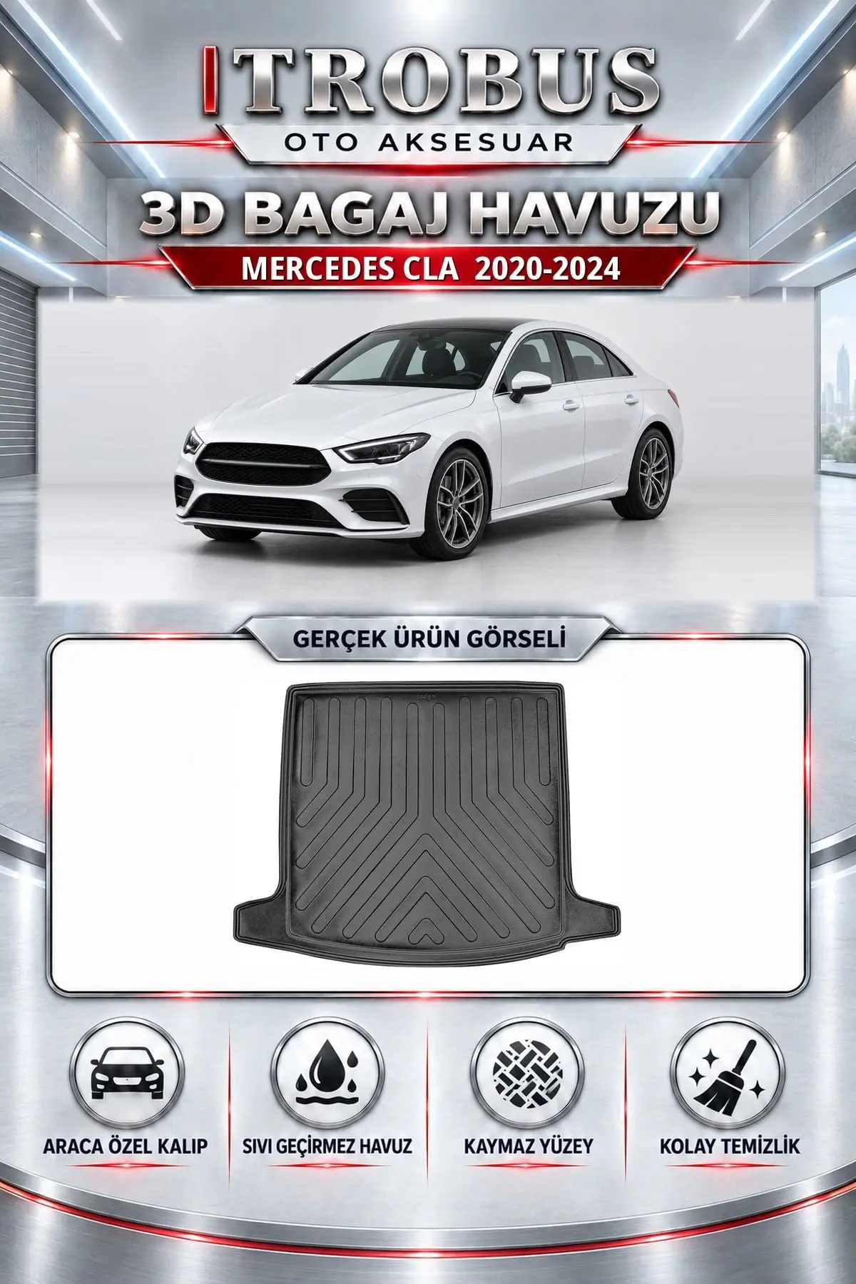 Mercedes-Benz CLA 2020-2024 Araca Özel 3D Bagaj Havuzu
