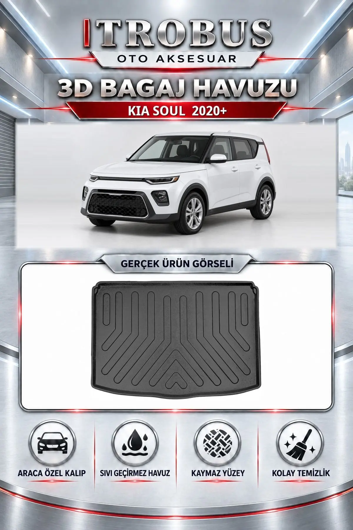 Kia Soul 2020 Sonrası Araca Özel 3D Bagaj Havuzu